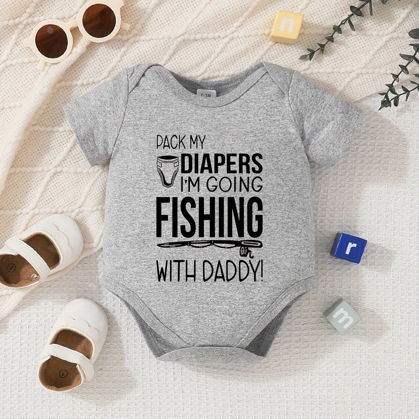 Pack My Diapers I'm Going Fishing With Daddy Onesie 