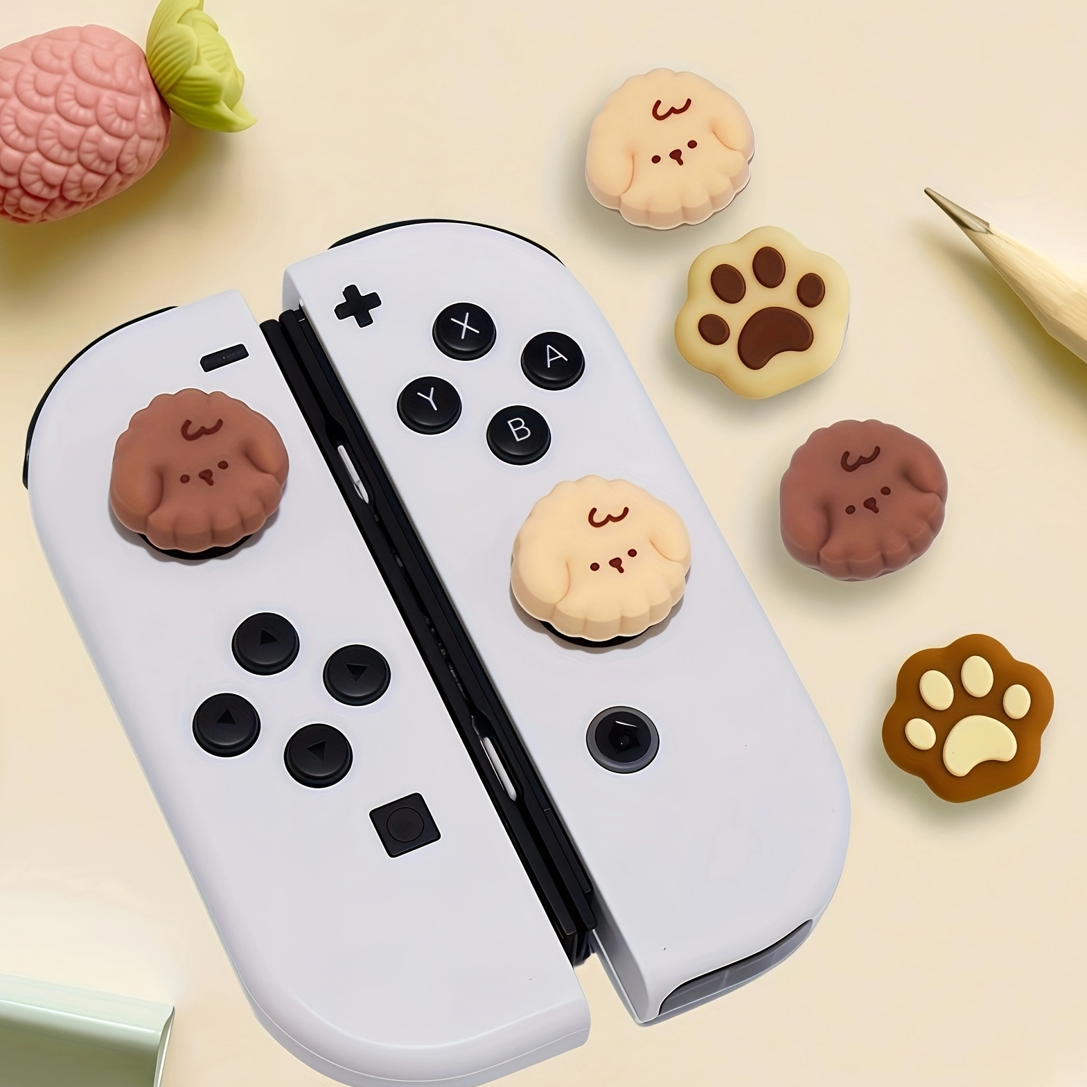 

4pcs Cute Dog Paw Thumb Grips Switch/oled/lite - Soft Silicone Joystick Covers, Non-slip , Theme, Gaming , Gaming Accessories | Cute Animal Theme | Soft Silicone Material