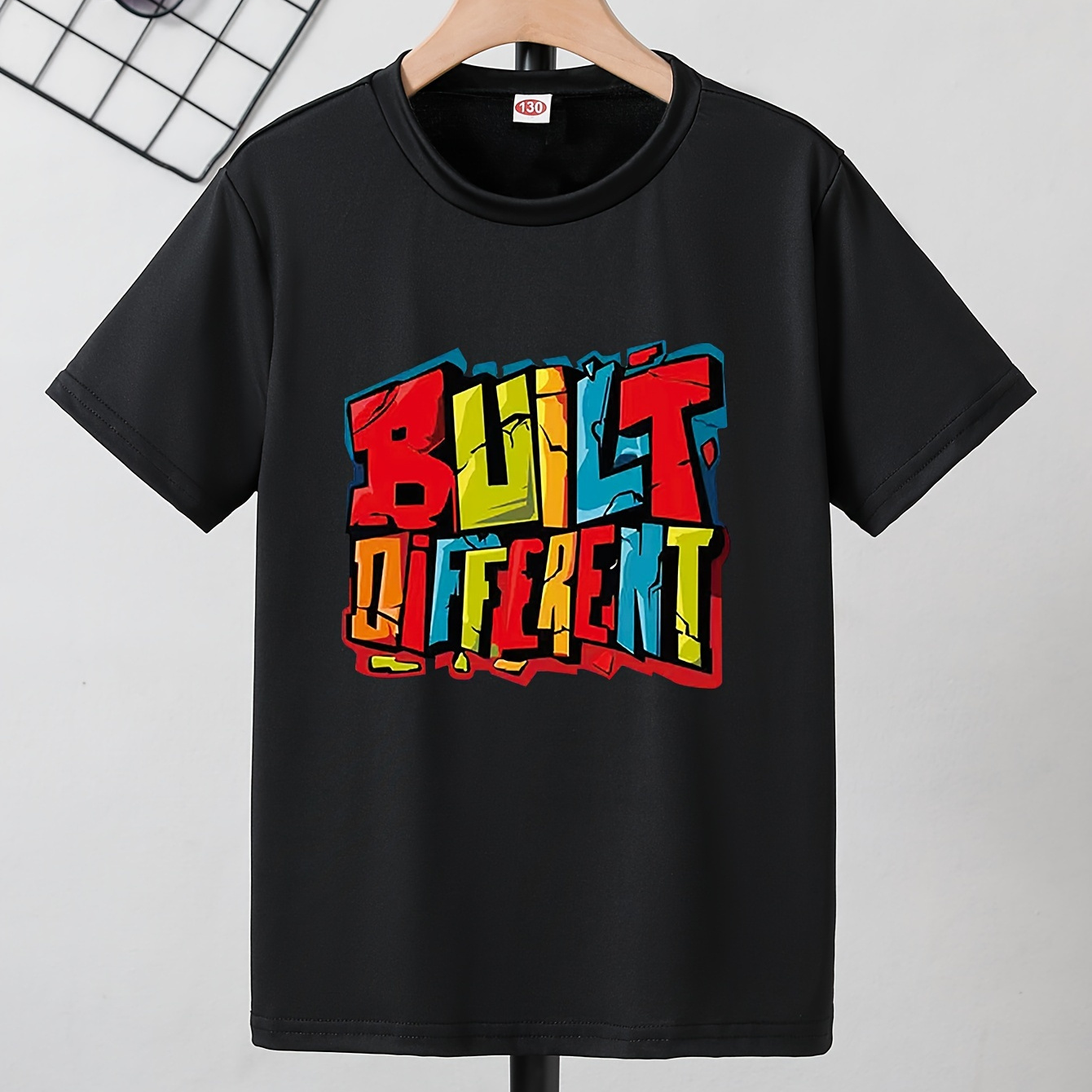 

Cool Colorful Letter Print Boys T-shirt, Casual Comfortable Short Sleeve Crew Neck Top, Boys Summer Clothing