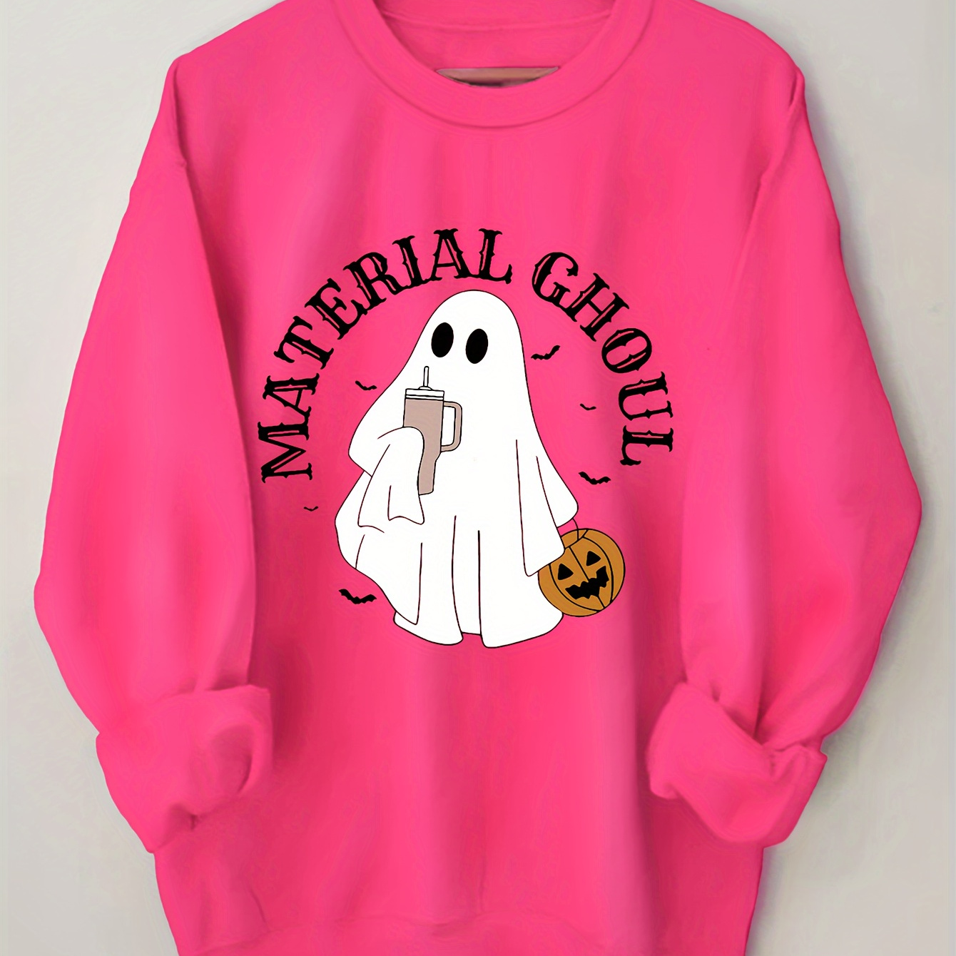 

Halloween Ghost Print Sweatshirt, Casual Long Sleeve Crew Neck Sweatshirt, Women's Clothing
