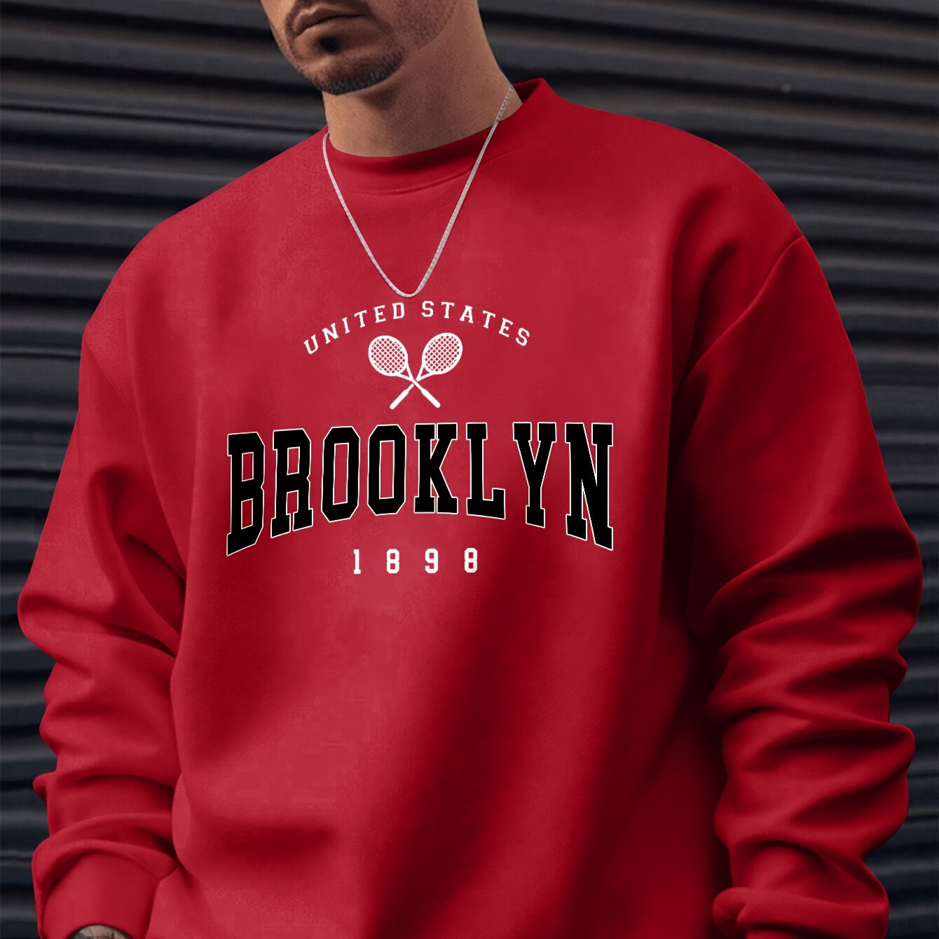 

Sweat-shirt à col rond et manches longues pour homme avec inscription « BROOKLYN », sweat-shirt tendance à enfiler, haut décontracté, confortable et polyvalent pour le printemps et l'automne.