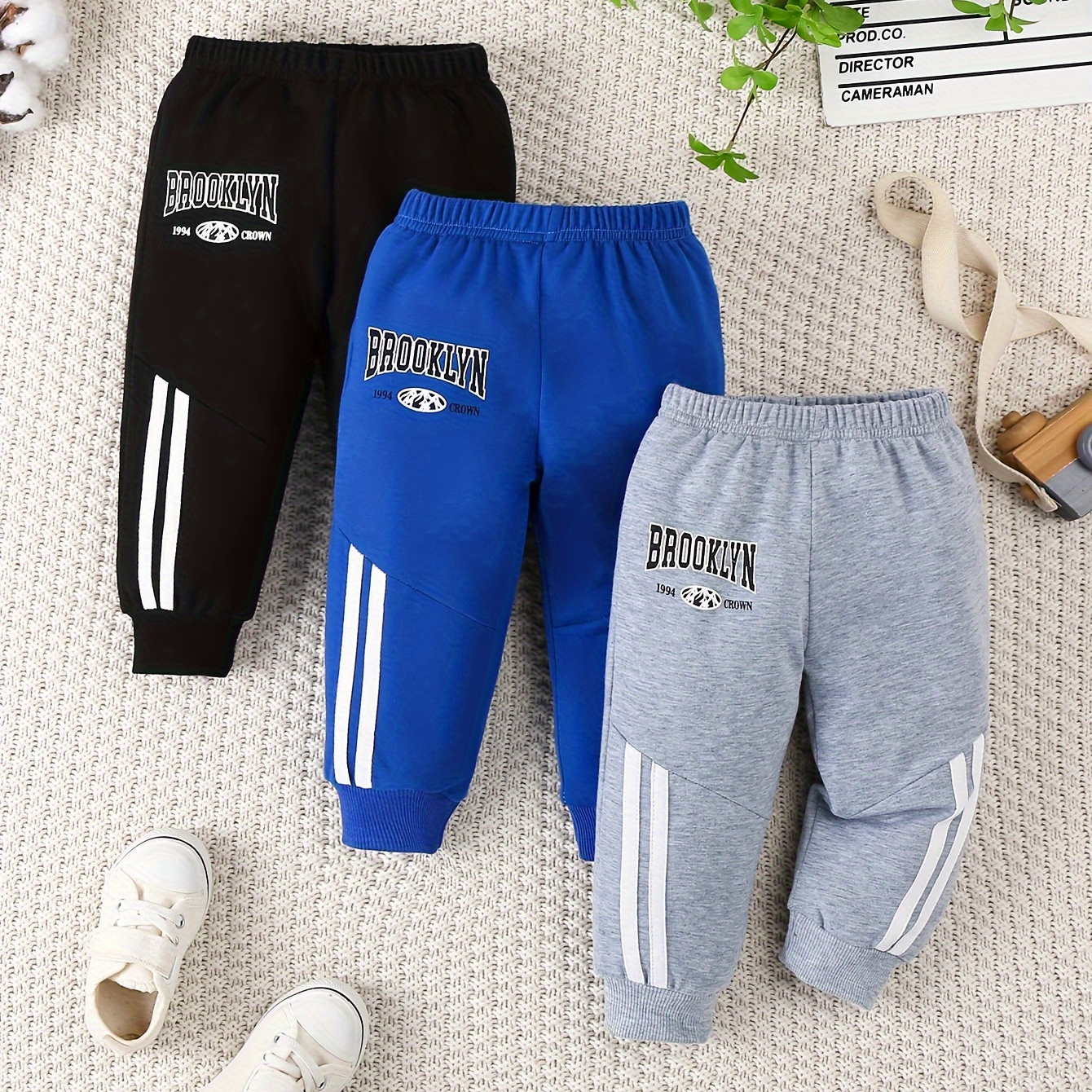 

3pcs Toddler's - Polyester Sweatpants For Kids, , For /fall, For