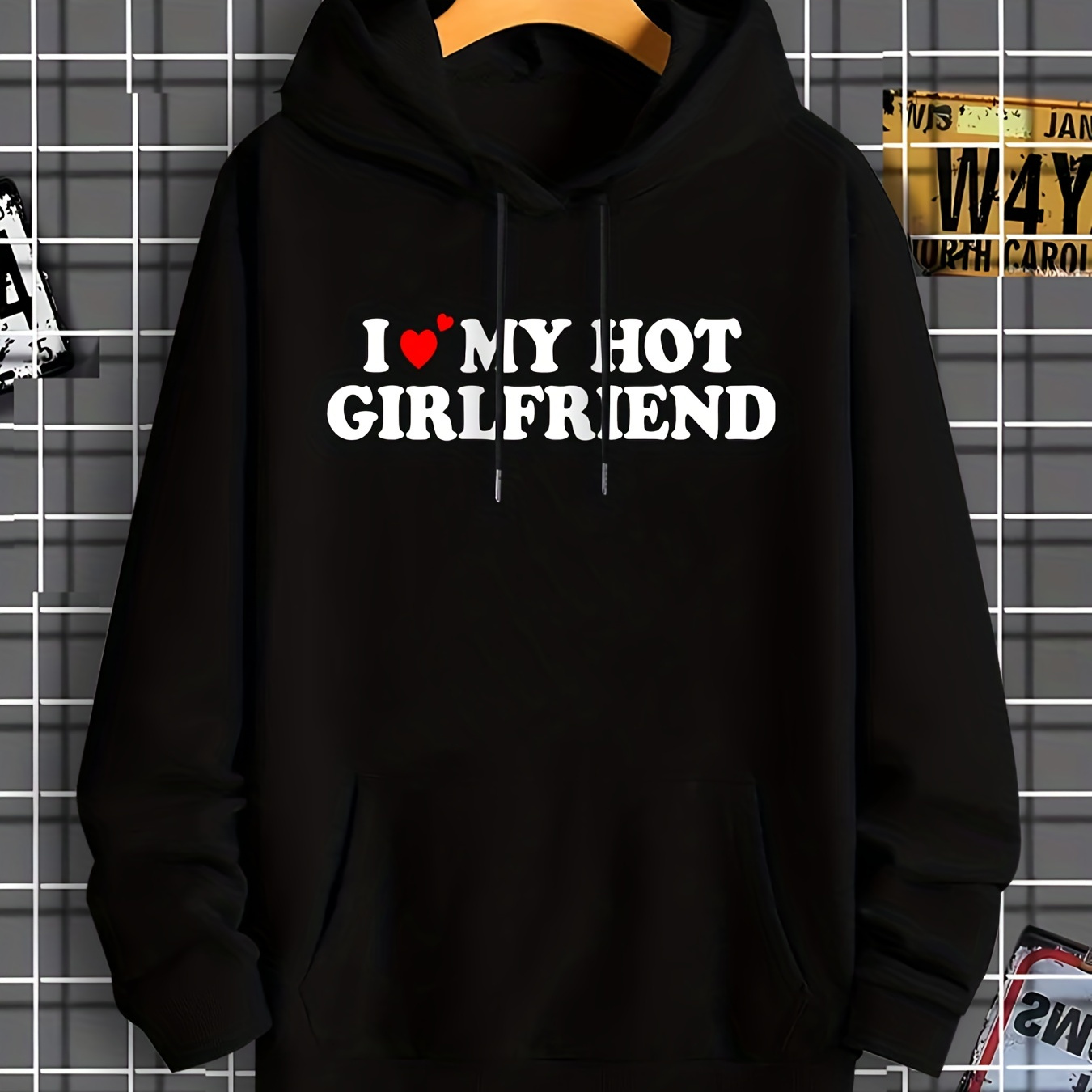 I Love My Hot Girlfriend Print Men's Loose Fit Drawstring - Temu