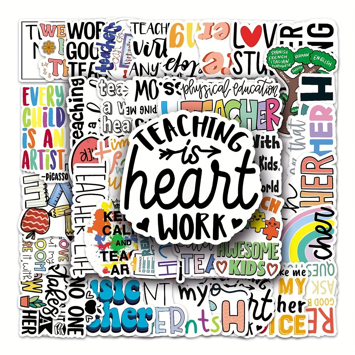 50 adesivi decorativi per valigie da insegnante | stickers creativi per  valigie da viaggio, note ispiratrici in inglese - elettronica - Temu, image size:1200x1200