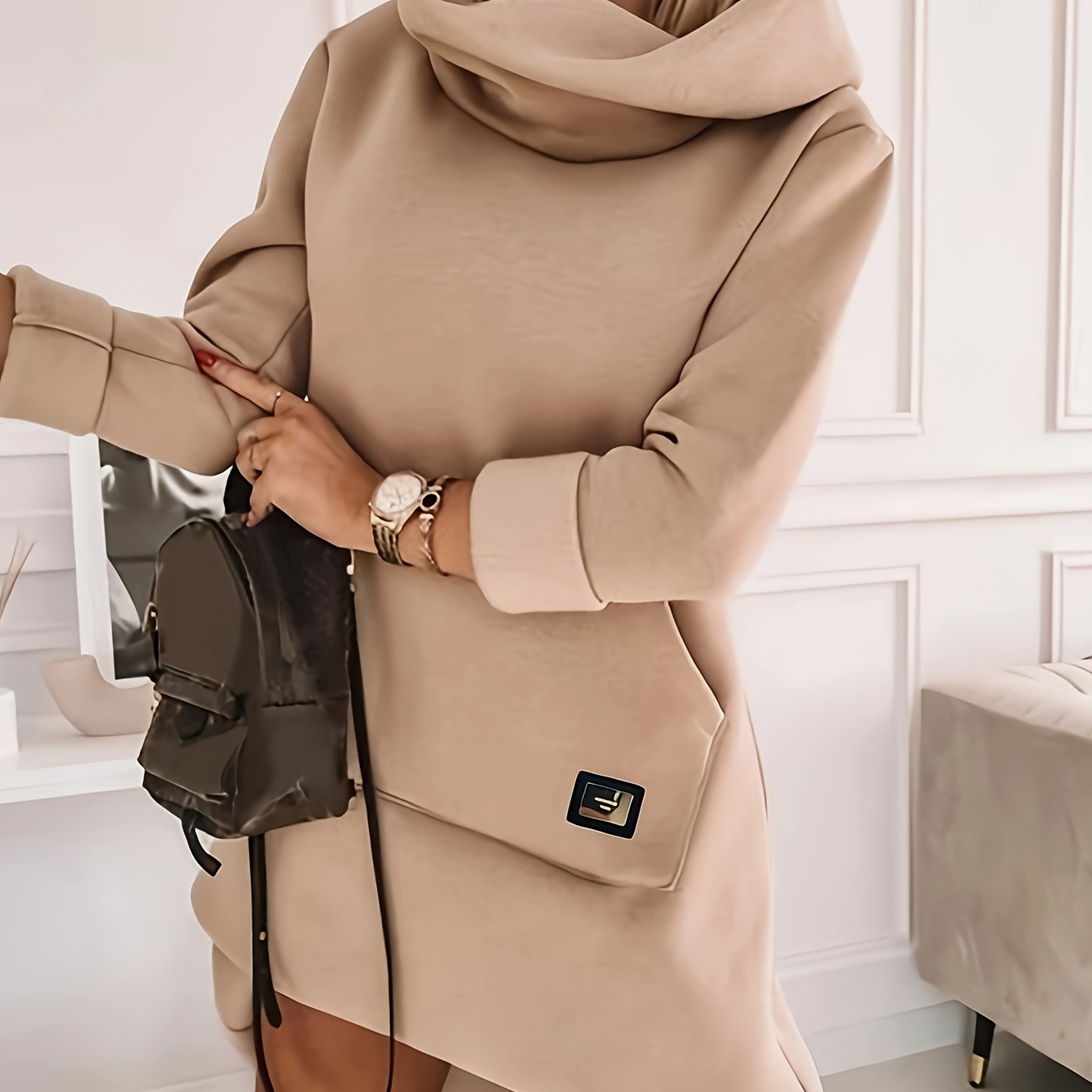 

à unie, mi-longue décontractée à longues poche , vêtements pour femmes