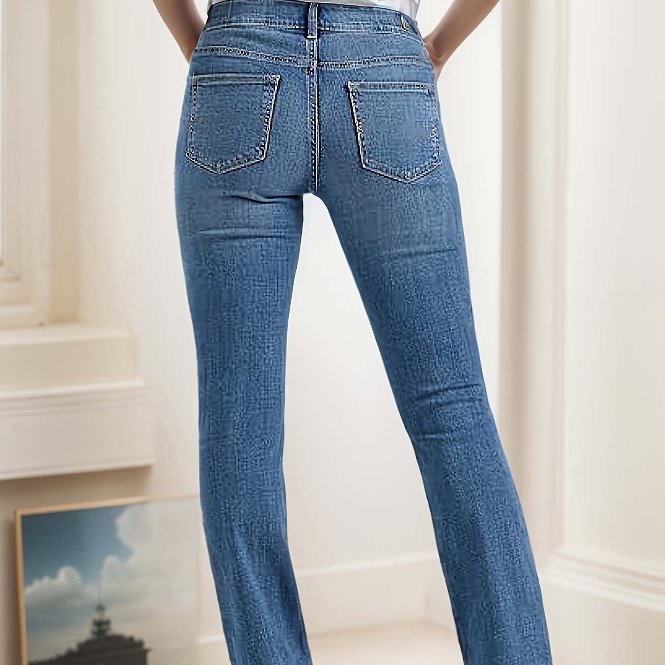 

Women's Ultra- Bootcut Jeans - Casual & Elegant Denim With Pockets, Machine Washable