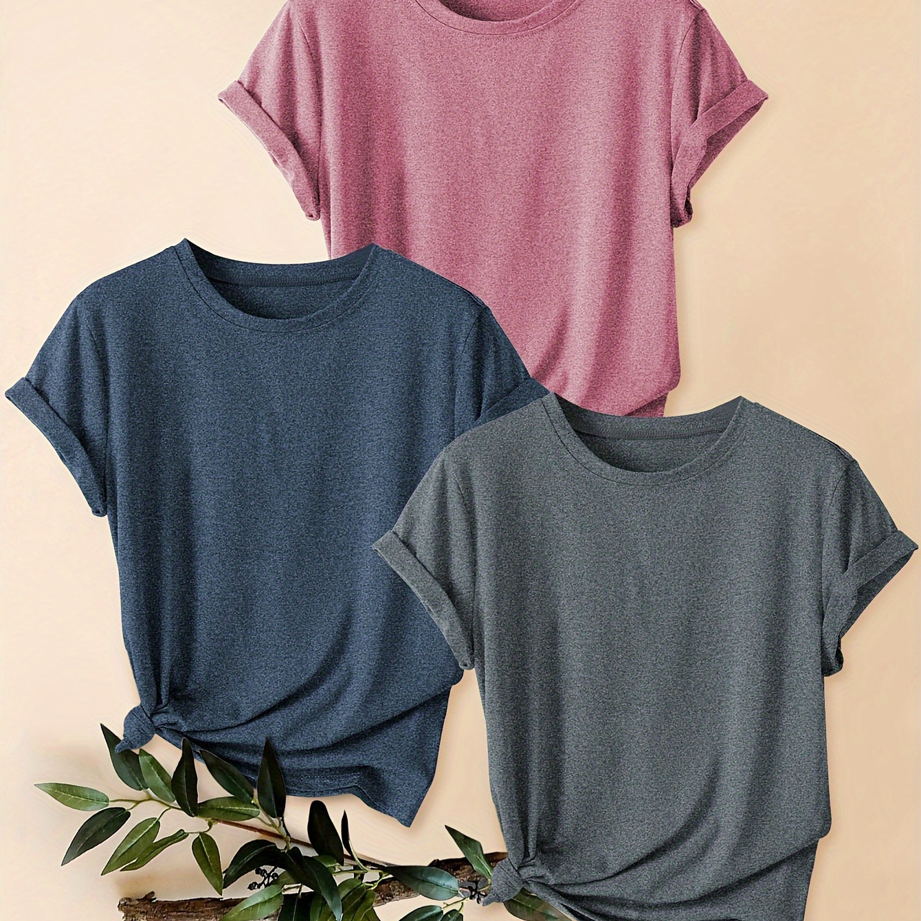 

Women's T-shirt - Casual Summer Crew Neck Tee, Machine Washable