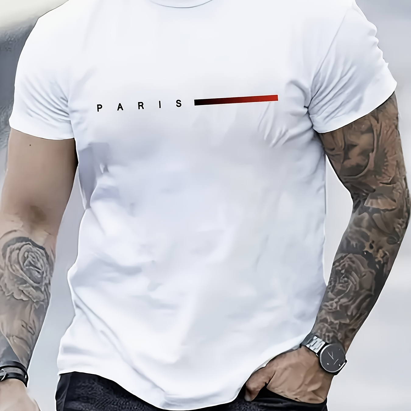 

Men's Paris Graphic Tee - Crew Neck, Regular Fit, Durable Stretch, Ideal For Sports & Casual Wear