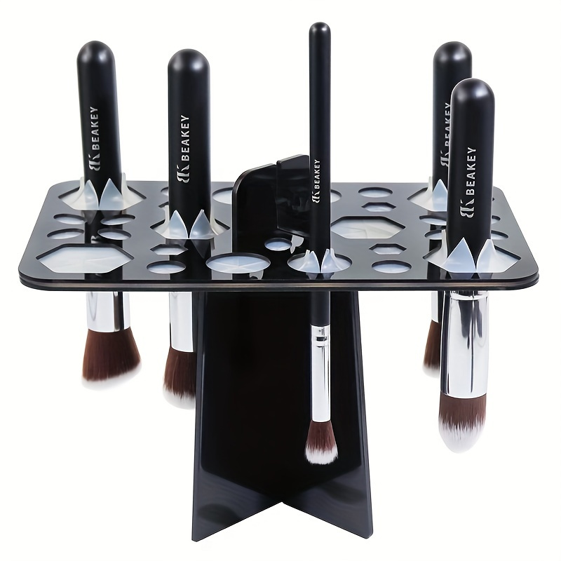Makeup Brushes Drying Rack, Brushes Dryer, Collapsible 28 Slot Acrylic  Brush Holder Stand Tree Tray Support Display for Makeup Artist Acrylic Nail