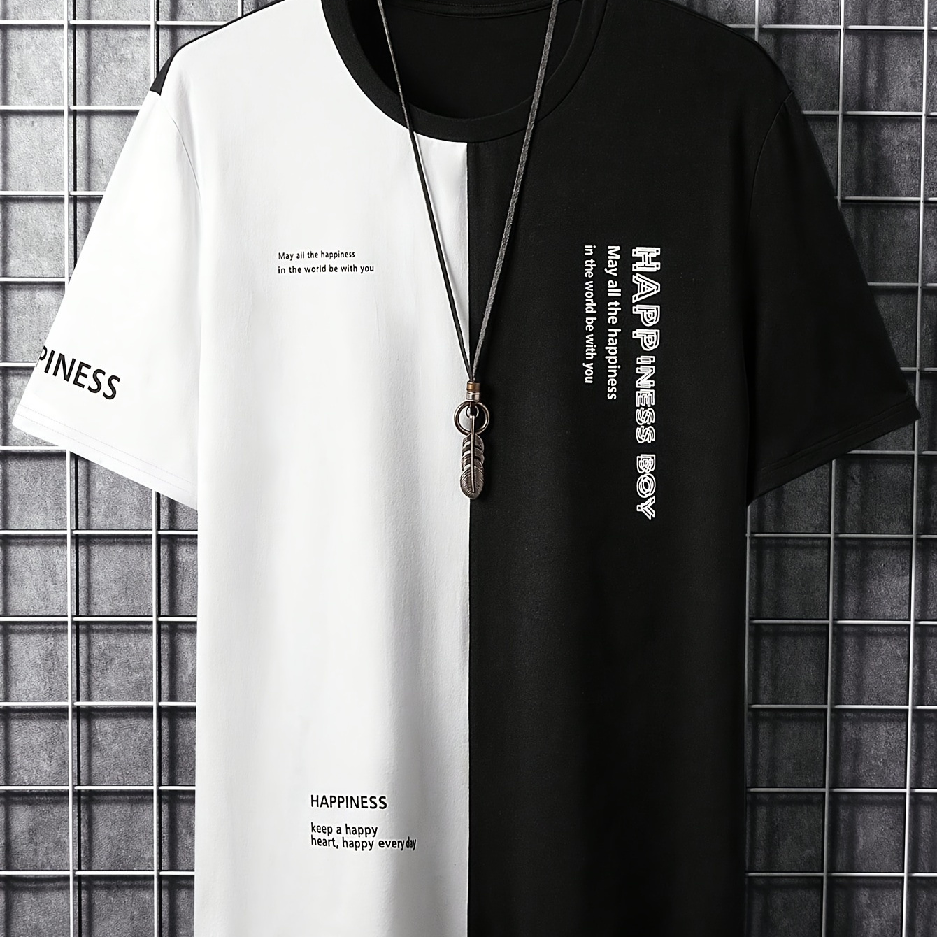 

Boy Pattern T-shirt For Men, Trendy Short Sleeve Top, Men's Clothing For Running