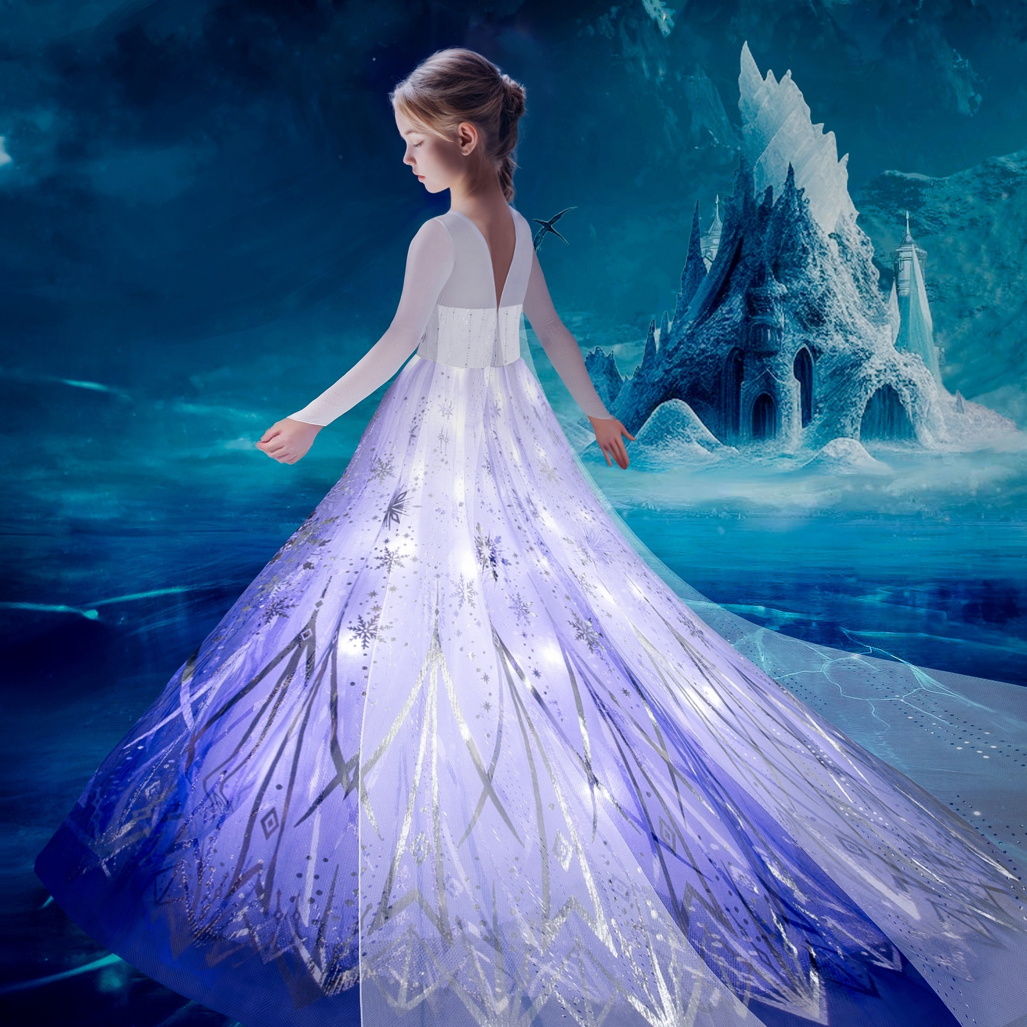 elsa frozen coronation dress Frozen The Snow Queen Princess Elsa Dress Cosplay Costume Coronation Dress Cloak