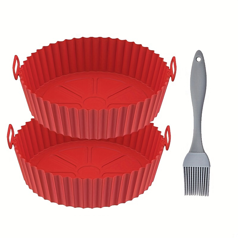 Silicone Air Fryer Pot With Rubber Oven Gloves Oil Brush - Temu