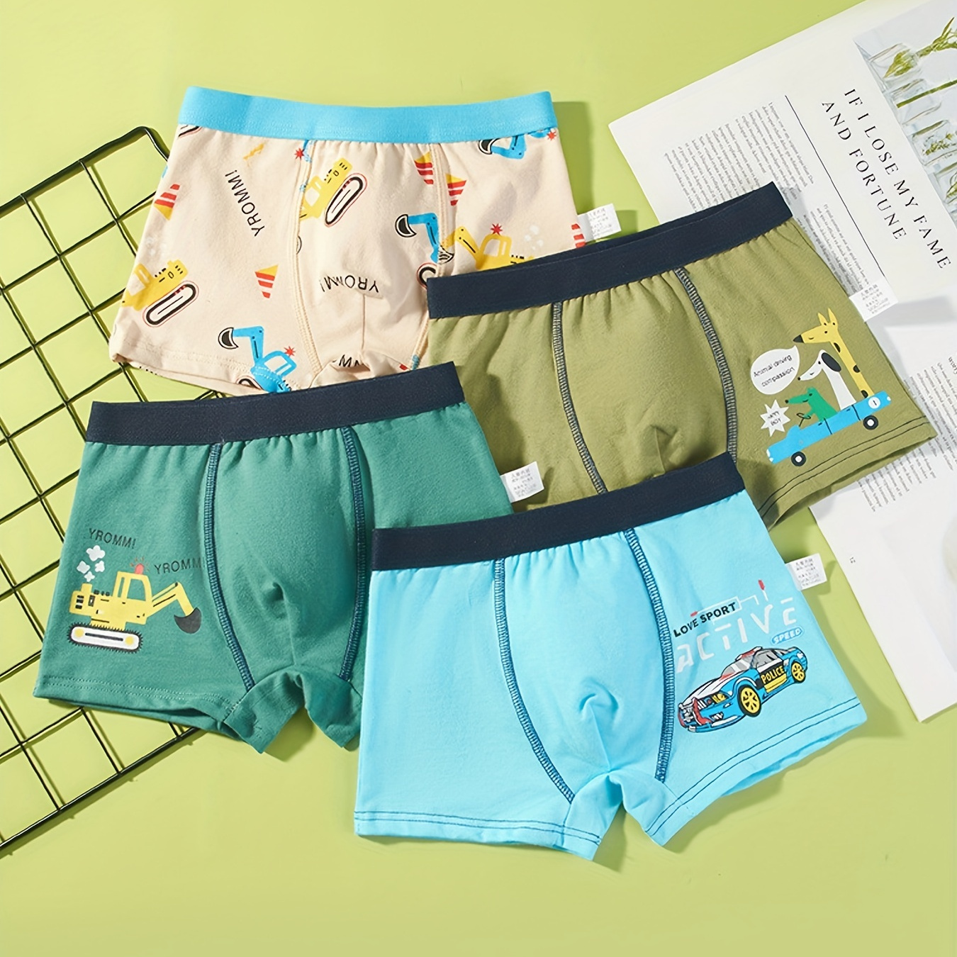 4pcs Sous-vêtements Pour Enfants De Haute Qualité, Shorts Confortables En  Coton Pour Garçons, Sous-vêtements Imprimés Mignons Avec Des Animaux Et Des  Voitures - Temu France