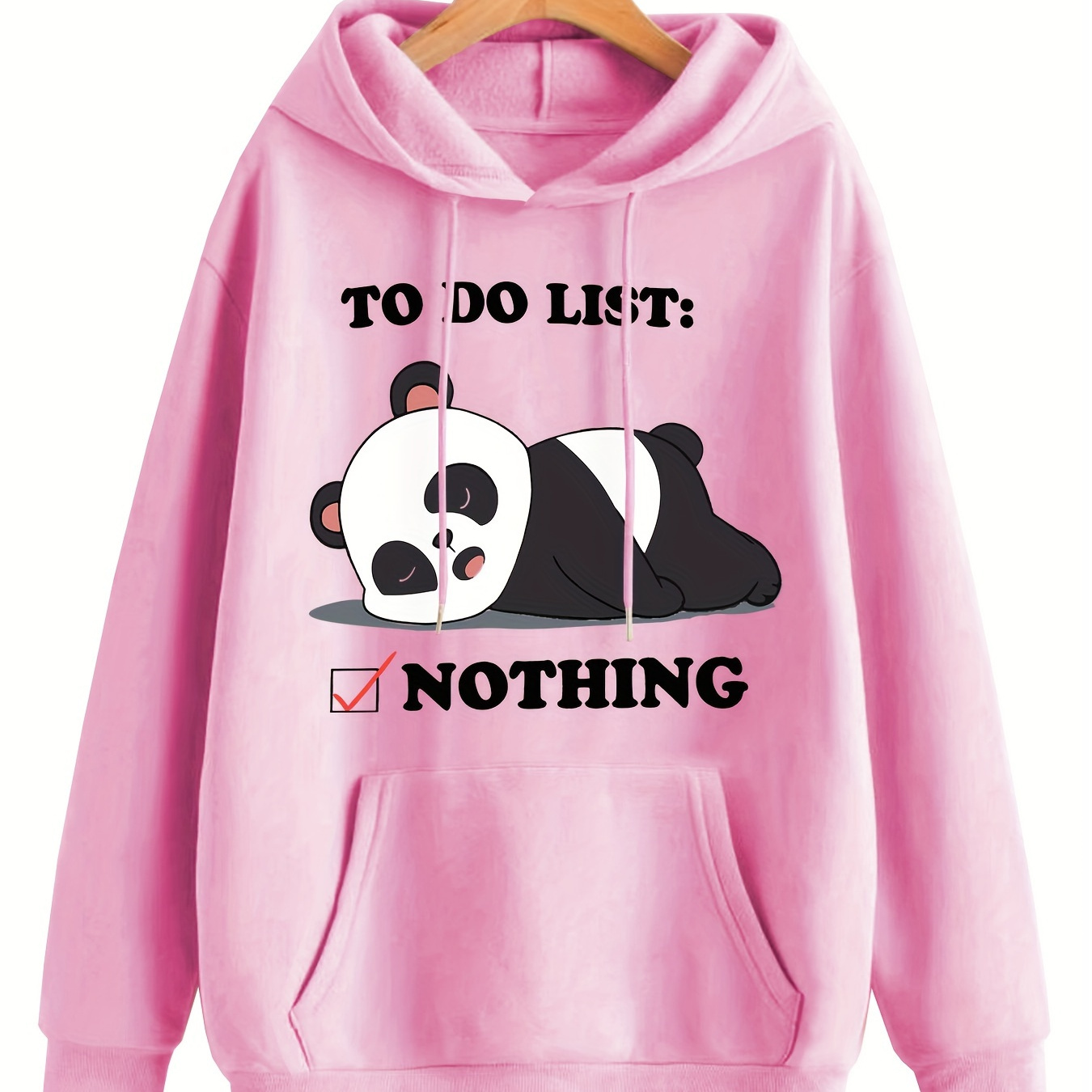 

Cartoon Panda Print Hooded Sweatshirt, Long Sleeves With Pocket Drawstring Sweatshirt, Women's Clothing