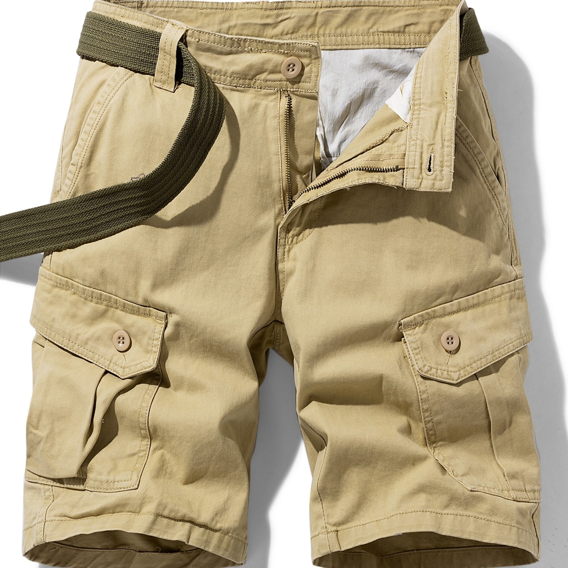 

Men's Casual Multi Pocket Cargo Shorts, Chic Comfy Cotton Shorts For Outdoor Hiking (without Belt)