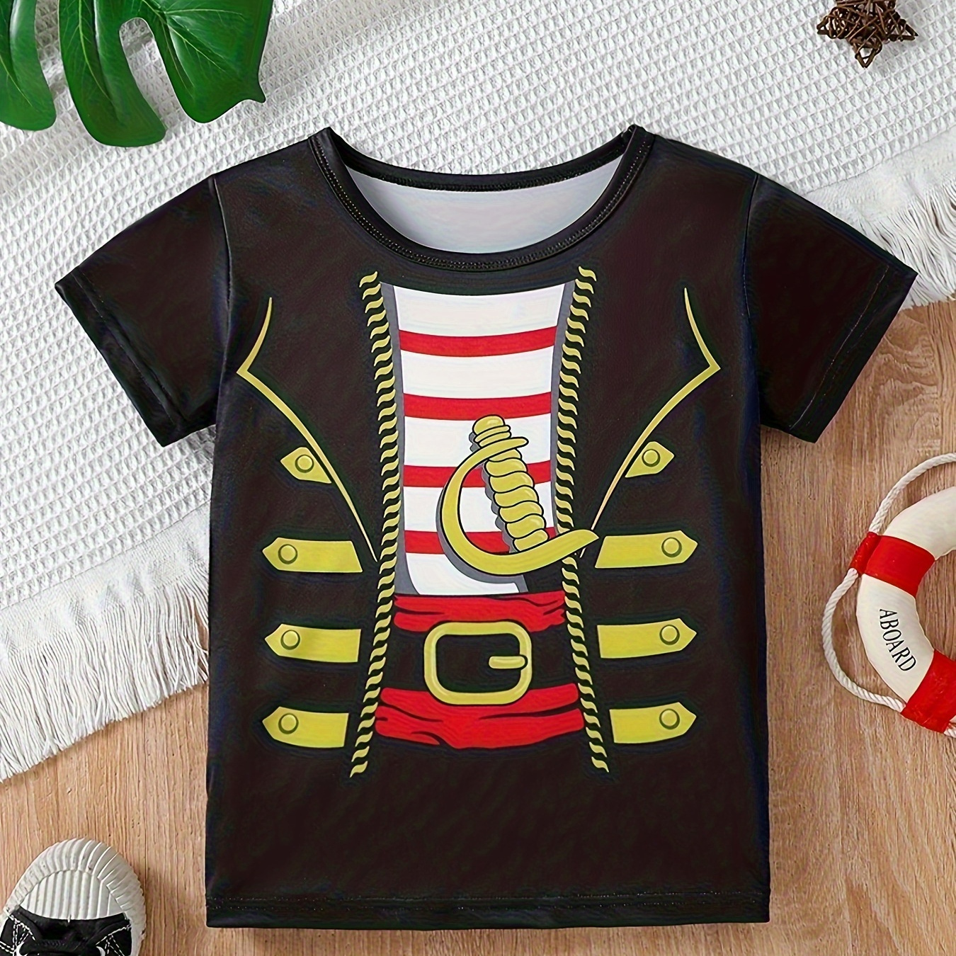 

Cartoon Knight Pattern Kid's T-shirt, Carnival Cosplay Short Sleeve Top, Casual Novelty Tee, Boy's Clothes For Summer