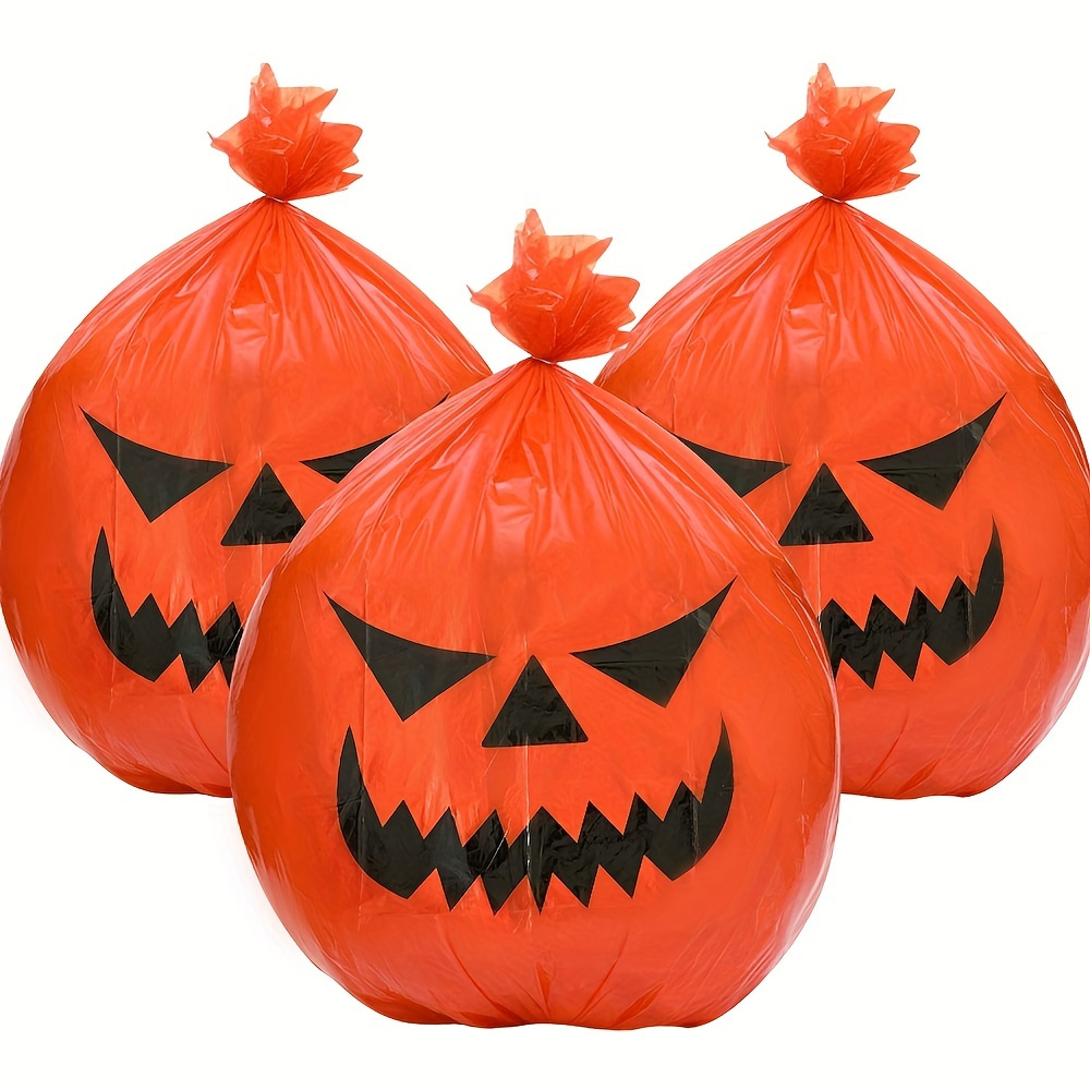 1Pcs Halloween Pumpkin Lawn Leaf Bags Plastic Outdoor Fall Leaf Trash Bag  Halloween Unique Pattern Lawn Bags for Fall Decorations Outdoor Yard Lawn