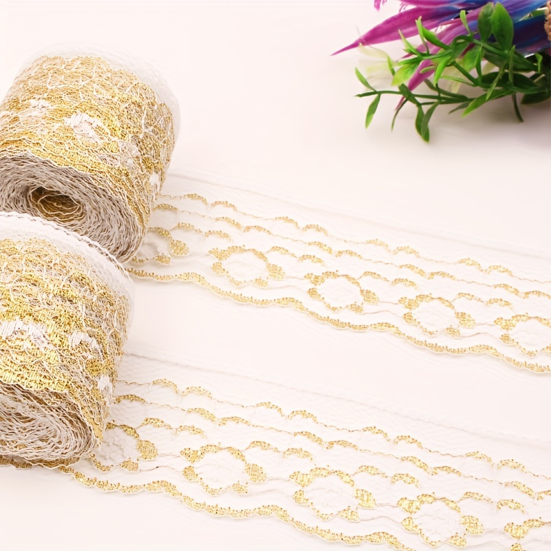 Diy Lace Tape Clothing Accessories Handmade Decoration Golden Silk Lace One  Roll /32.81foot - Temu United Arab Emirates