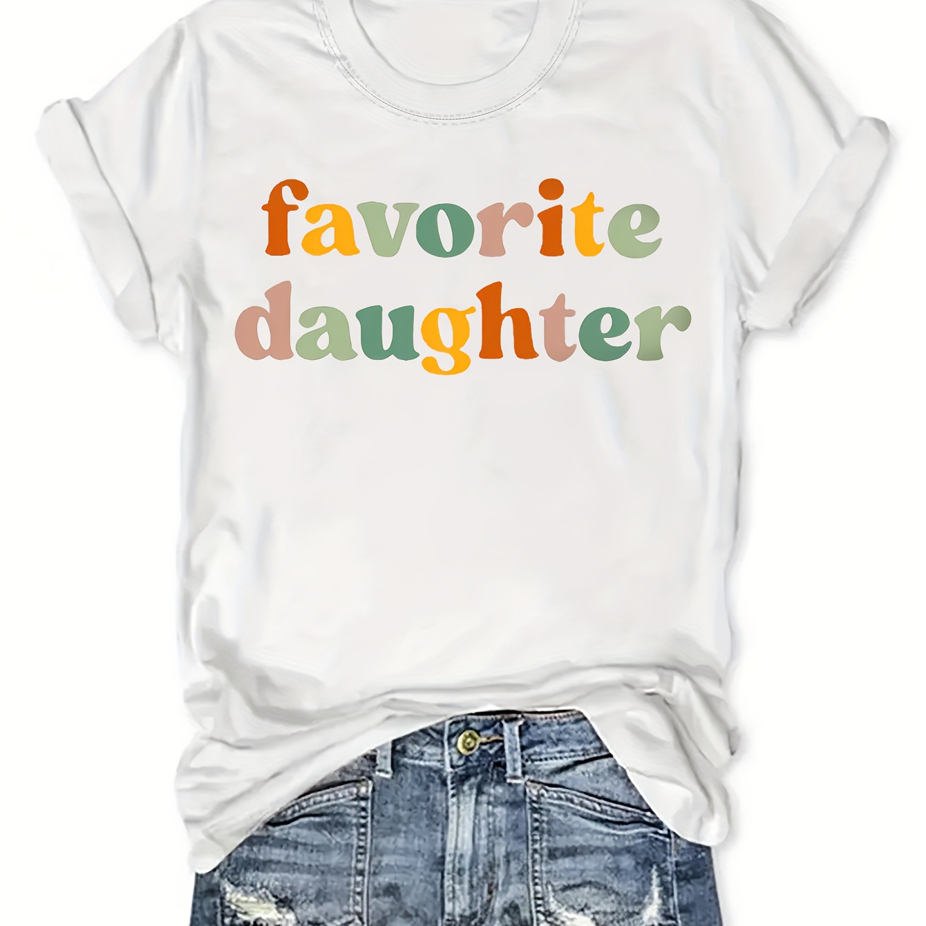 

Print T-shirt, Short Sleeve Crew Neck Casual Top For Summer & Spring, Women's Clothing