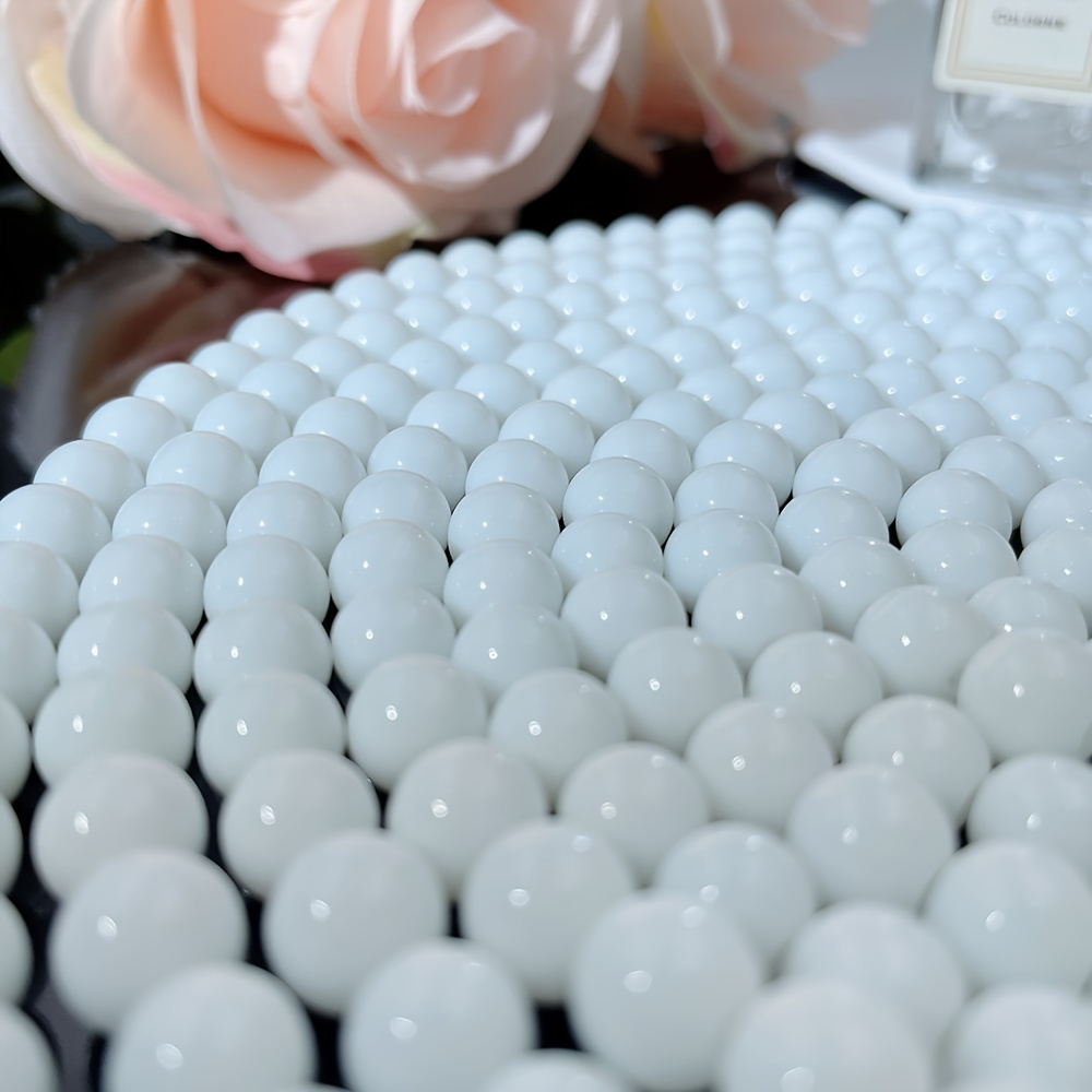 

8mm/0.315 Inch White Jade Beads 48 Pieces/string Bead Solid Glass Bead Loose Bead Imitation Jade Jewelry Accessories