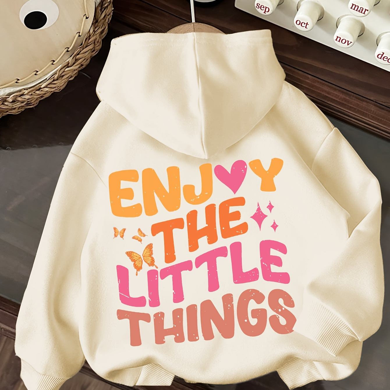 

' Letter Print Hoodie - Cozy Polyester, Machine Washable, For Fall/winter, Hoodie For Girls, '