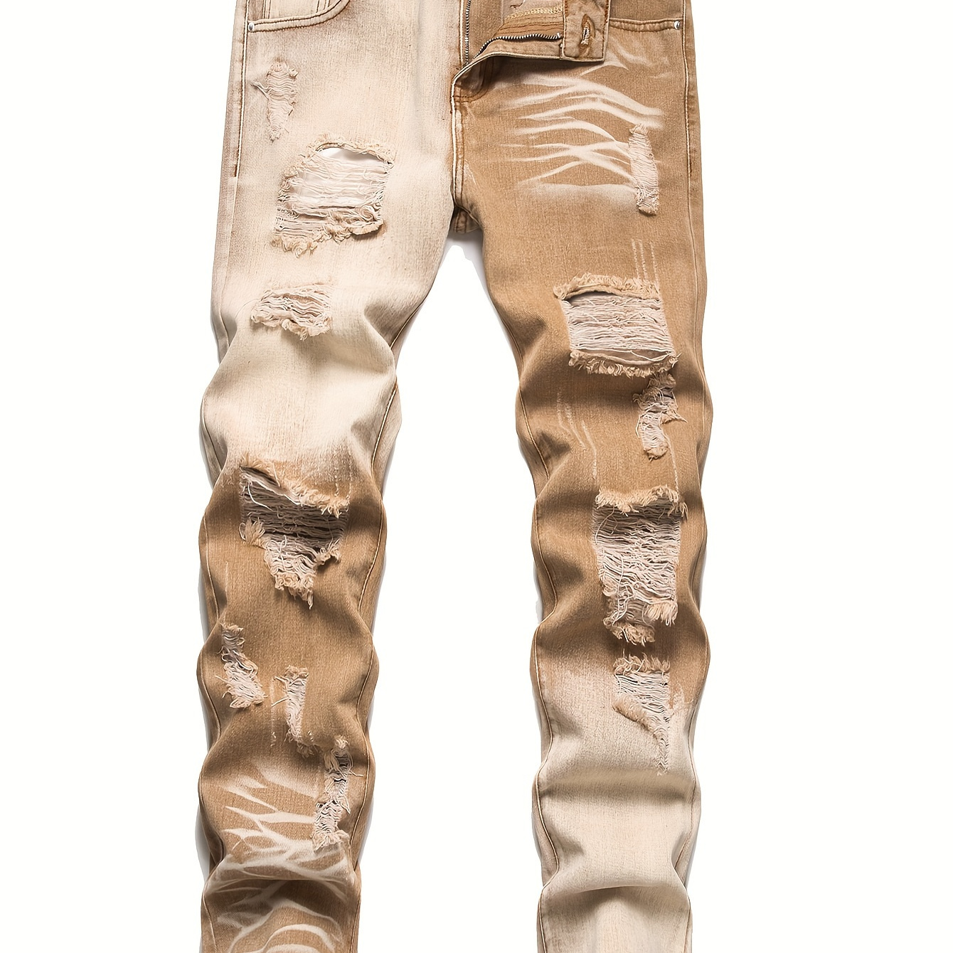 

Vintage Style Skinny Ripped Jeans, Men's Casual Street Style Jeans