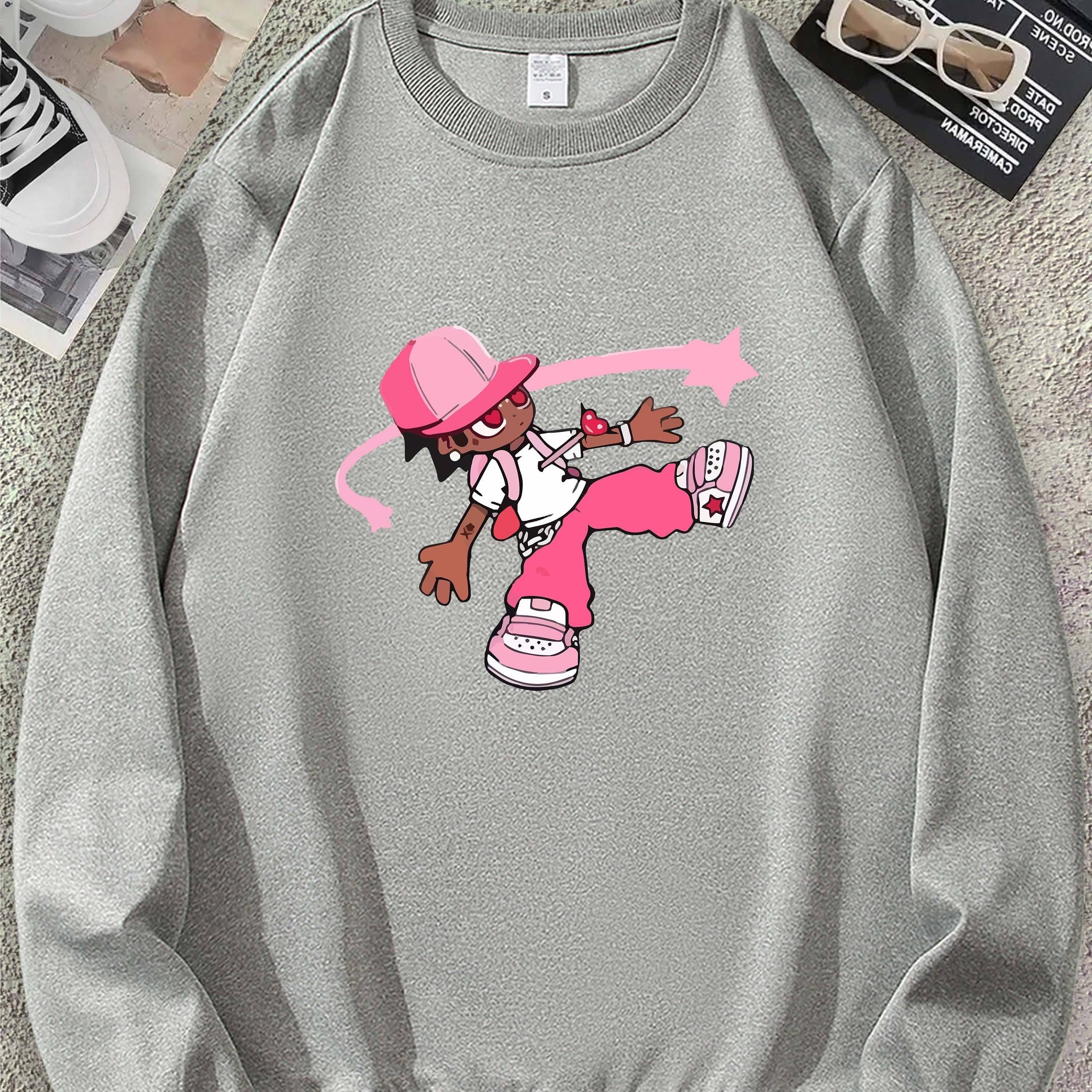 

Women's Casual Loose Sports Simple Cartoon Print Graphic Crew Neck Long Sleeve Sweatshirt