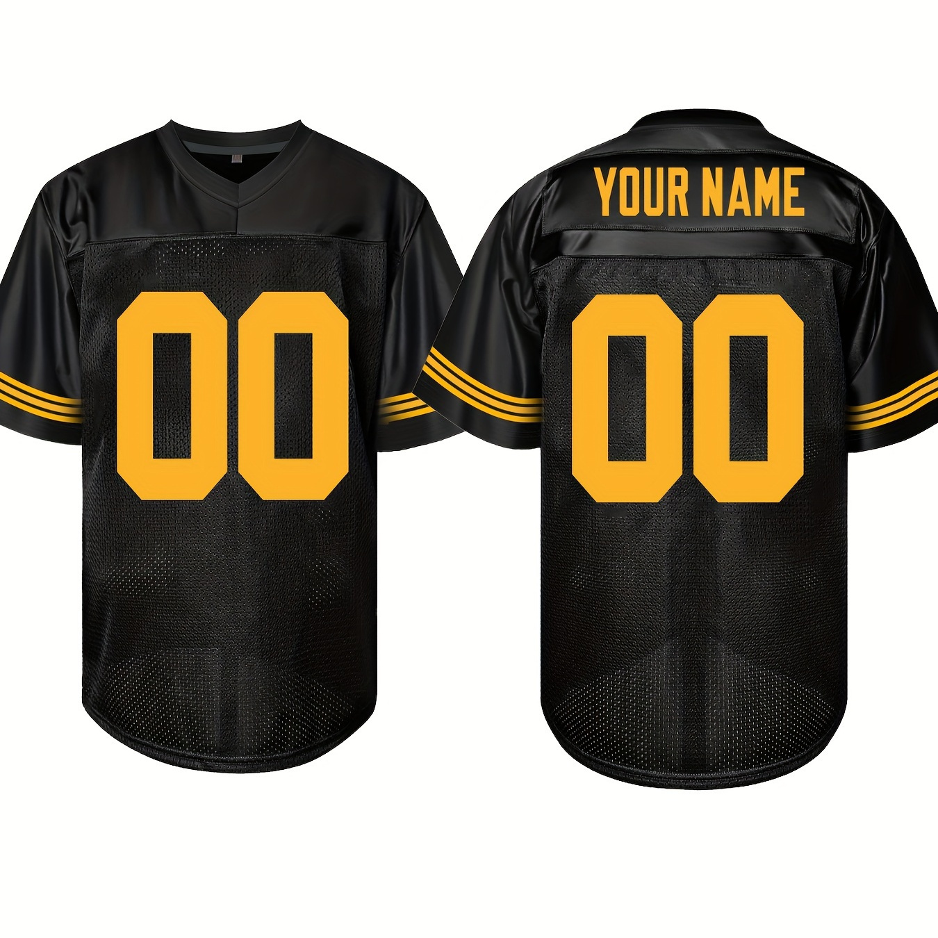 

Custom Men's Football Jersey - Personalized Name & Number, Embroidered, Breathable Polyester, V-neck, Sports & Casual Wear, Sizes S-3xl