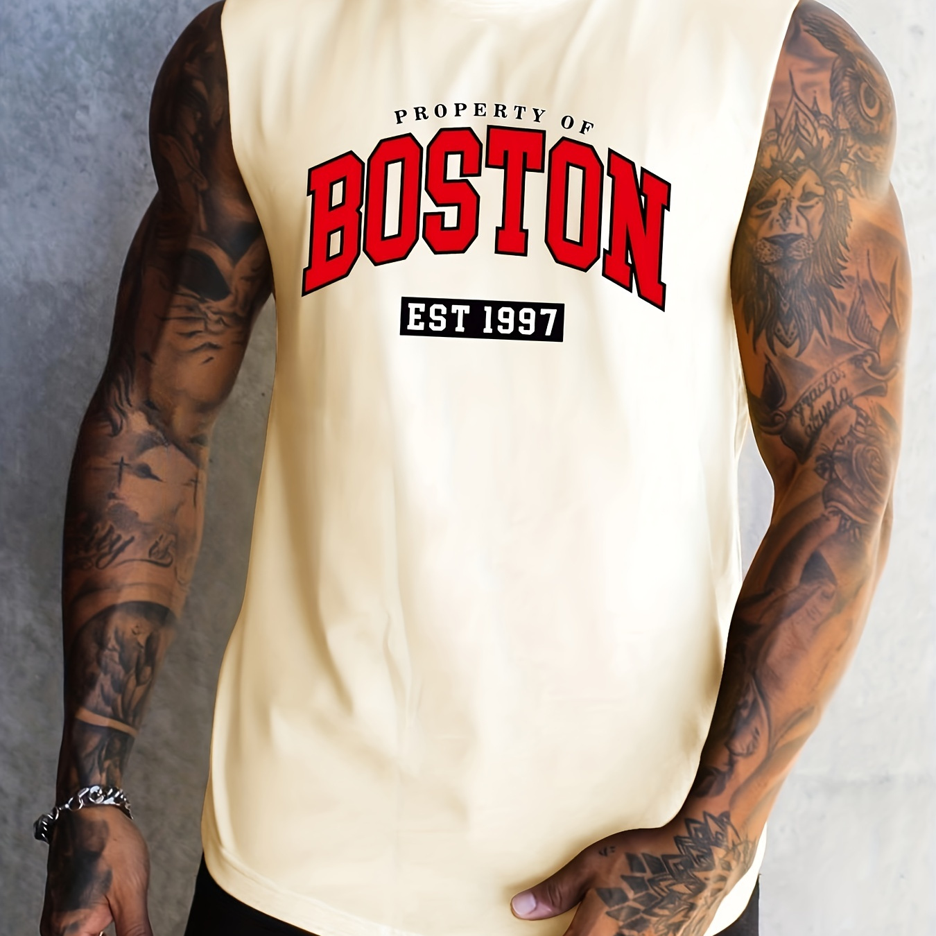 Boston' Men's Casual Sleeveless Tank Tops, Camisole Top, Men's Breathable Vest for Fitness, Workout, Training Summer Clothes,Yellow,Temu