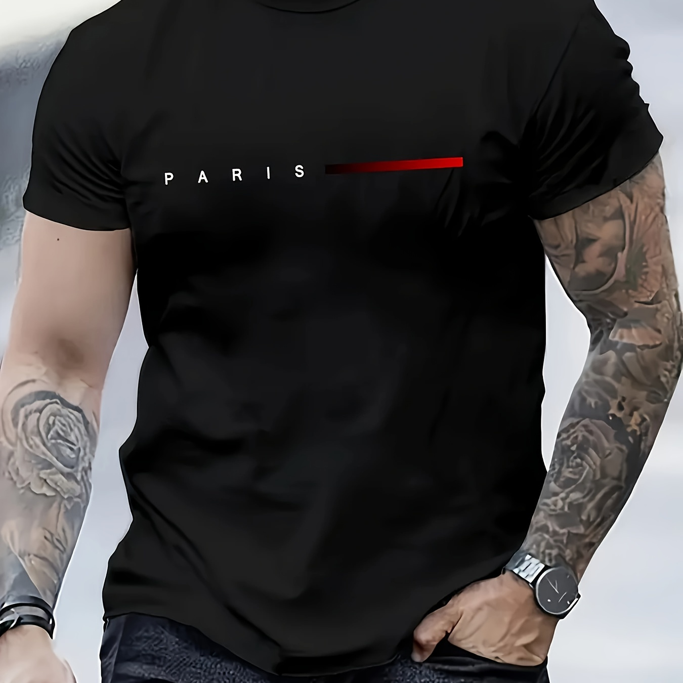 

Creative Letter Printed Men's Round Neck T-shirt Summer Casual And Comfortable T-shirt Men's Top Suitable For Daily Gym Exercise And Running