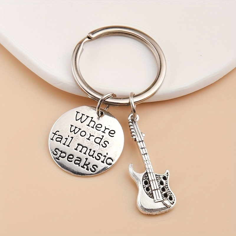 Stainless Steel Guitar Key Ring, Color Instrument Men's And