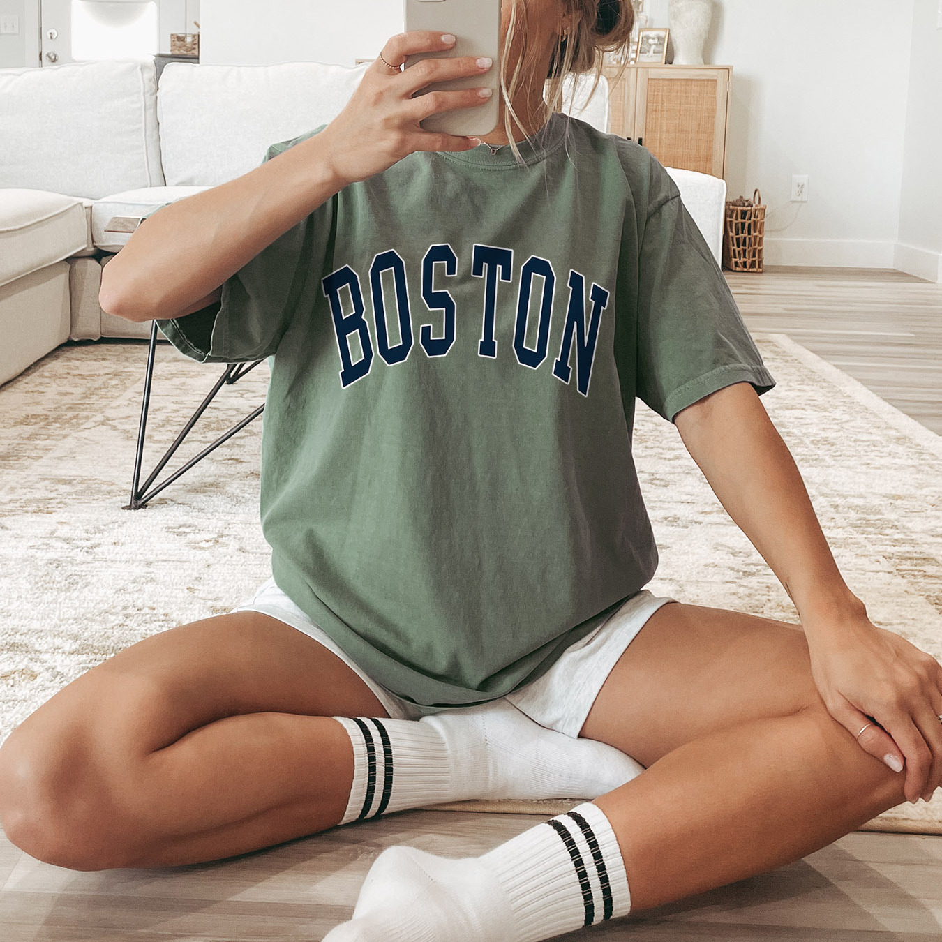 

Boston Print T-shirt, Short Sleeve Crew Neck Casual Top For Summer & Spring, Women's Clothing