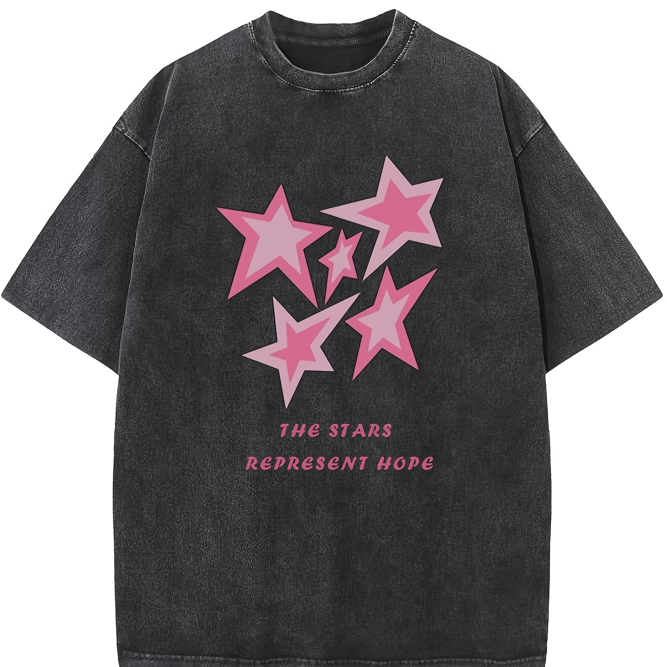 

The Stars 24 Years New Hot Selling High Gram Heavy Cotton Wash T-shirt Burst Loose Men And Women Drop Shoulders Short Sleeve T-shirt