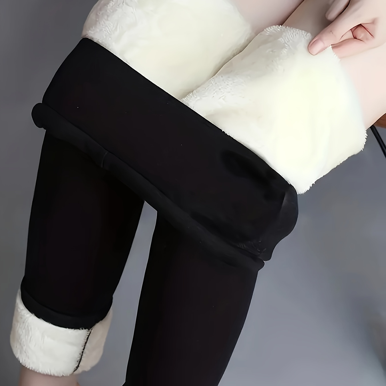 Solide Flauschige Skinny leggings Lässige Thermo leggings - Temu