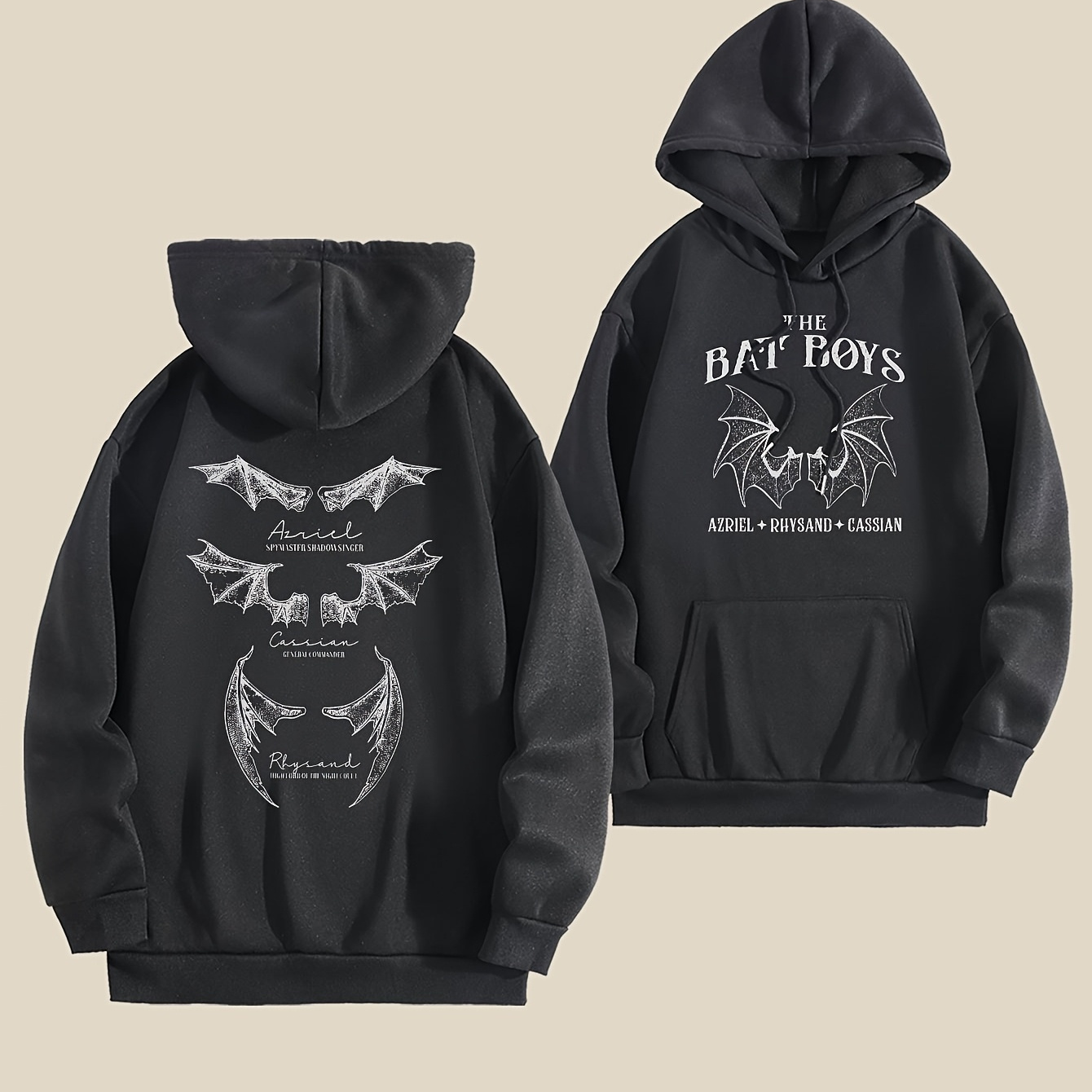 

Bat Boy Reversible Hoodie, Acotar , Bat Boy , Court Of Thorns, Monogrammed Printed Hoodie, Drawstring Casual Hooded Sweatshirt, Suitable For Winter And Autumn, Plus Size Women's Clothing