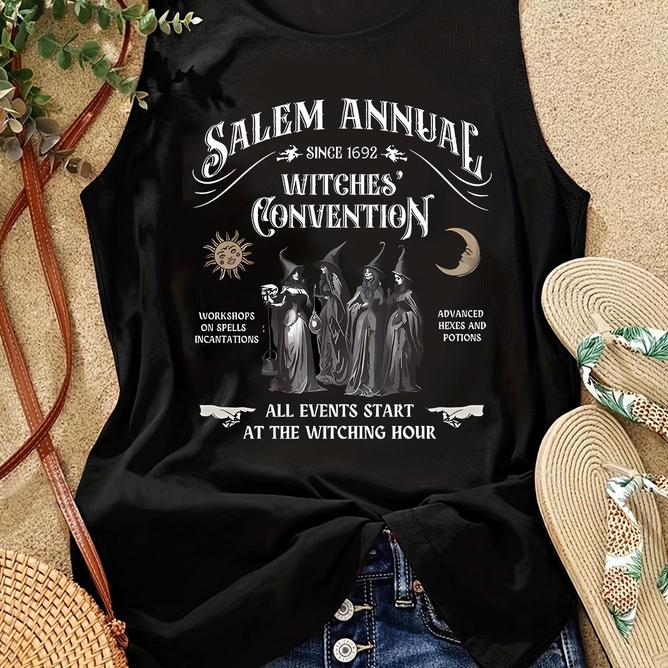 

Women's Print Tank Top - Breathable & Comfortable, Yoga & Casual Wear, In Black, Dark Gray,