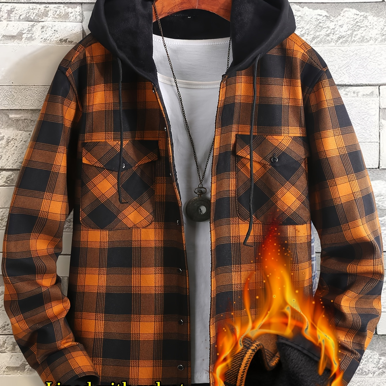 

Men's Outdoor Adventure Men's Casual Hooded Jacket Long Sleeved Shirt Sports And With Pockets Shirt Fleece Button Down Autumn And Winter Jacket Halloween Christmas Top