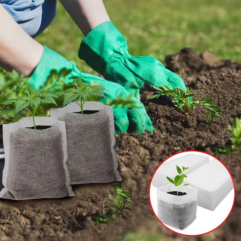 

100pcs Biodegradable Seed Nursery Bags: Non-woven Fabric Pots For Home Garden Supply & Soil Transplant Pouches - 3.15x3.94in
