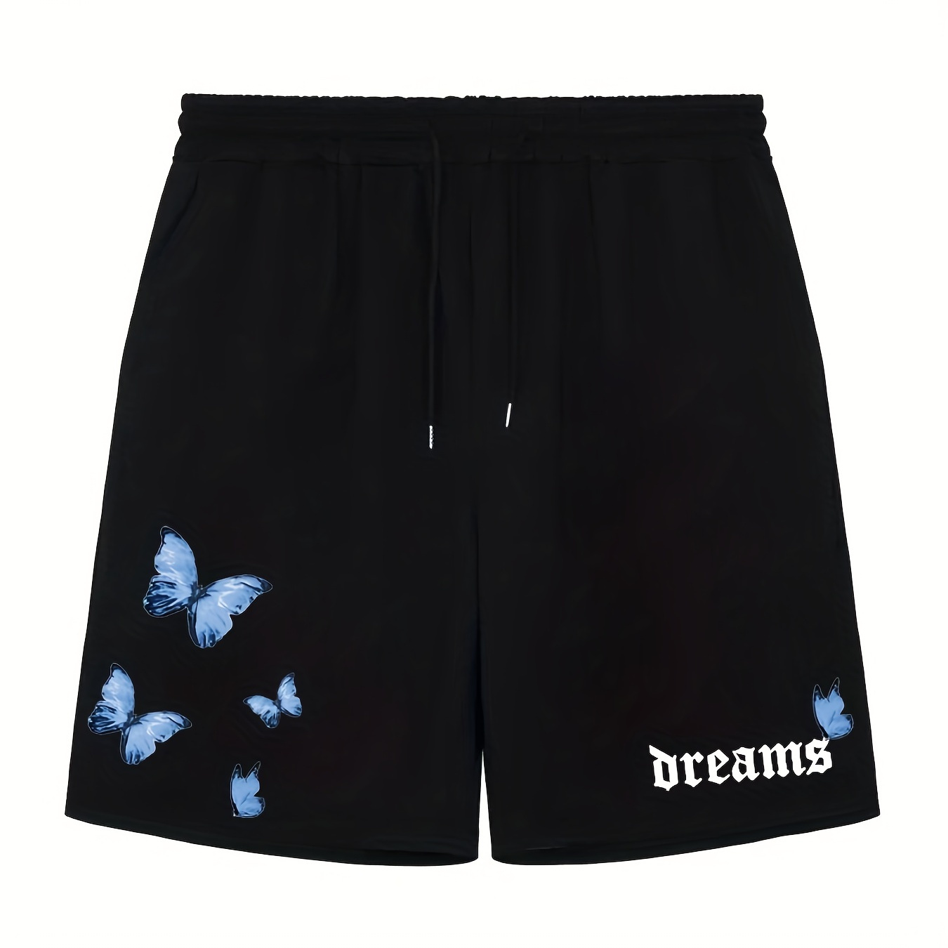 

Butterfly Dreams Comfy Shorts, Men's Casual Solid Color Slightly Stretch Elastic Waist Drawstring Shorts For Summer