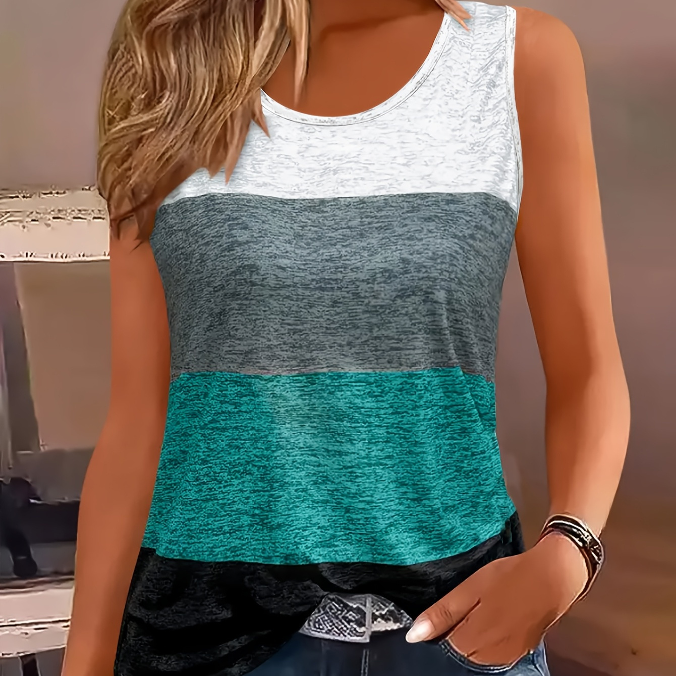 

And Summer Stylish Printed Vacation Casual Tank Top