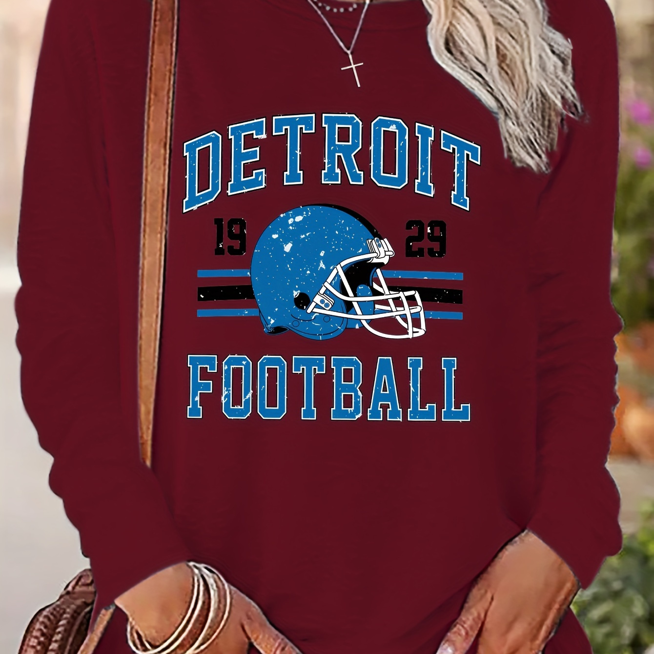 

Women's Casual Long Sleeve T-shirt With Letter Print - Crew Neck, Polyester, Machine Washable - Fall & Winter