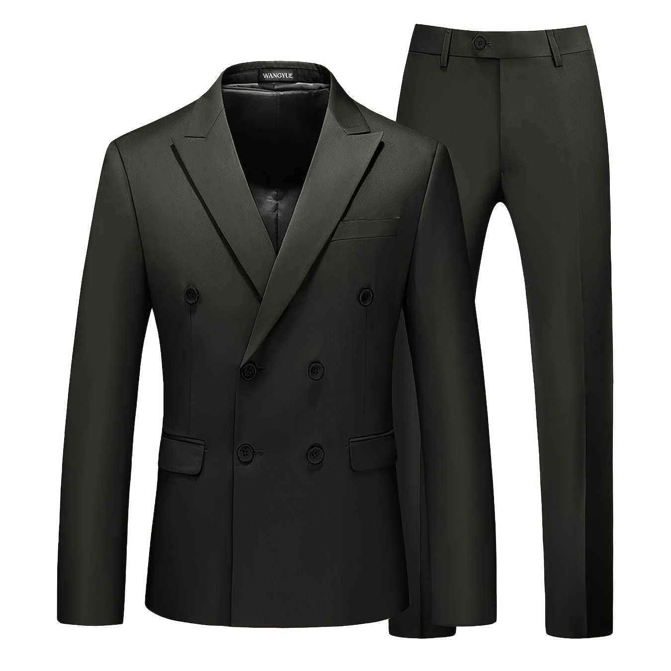 

Formal 2 Pieces Set, Men's Double Breasted Suit Jacket & Dress Pants Suit Set For Business Dinner Wedding Party