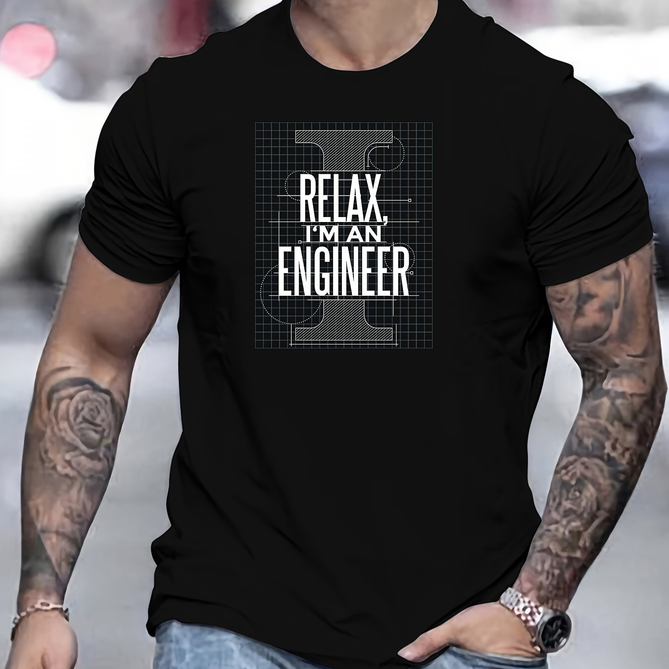 

Relax I Am An Engineer Print, Men's Round Crew Neck Short Sleeve, Simple Style Tee Fashion Regular Fit T-shirt, Casual Comfy Top For Spring Summer Holiday Leisure Vacation Men's Clothing As Gift