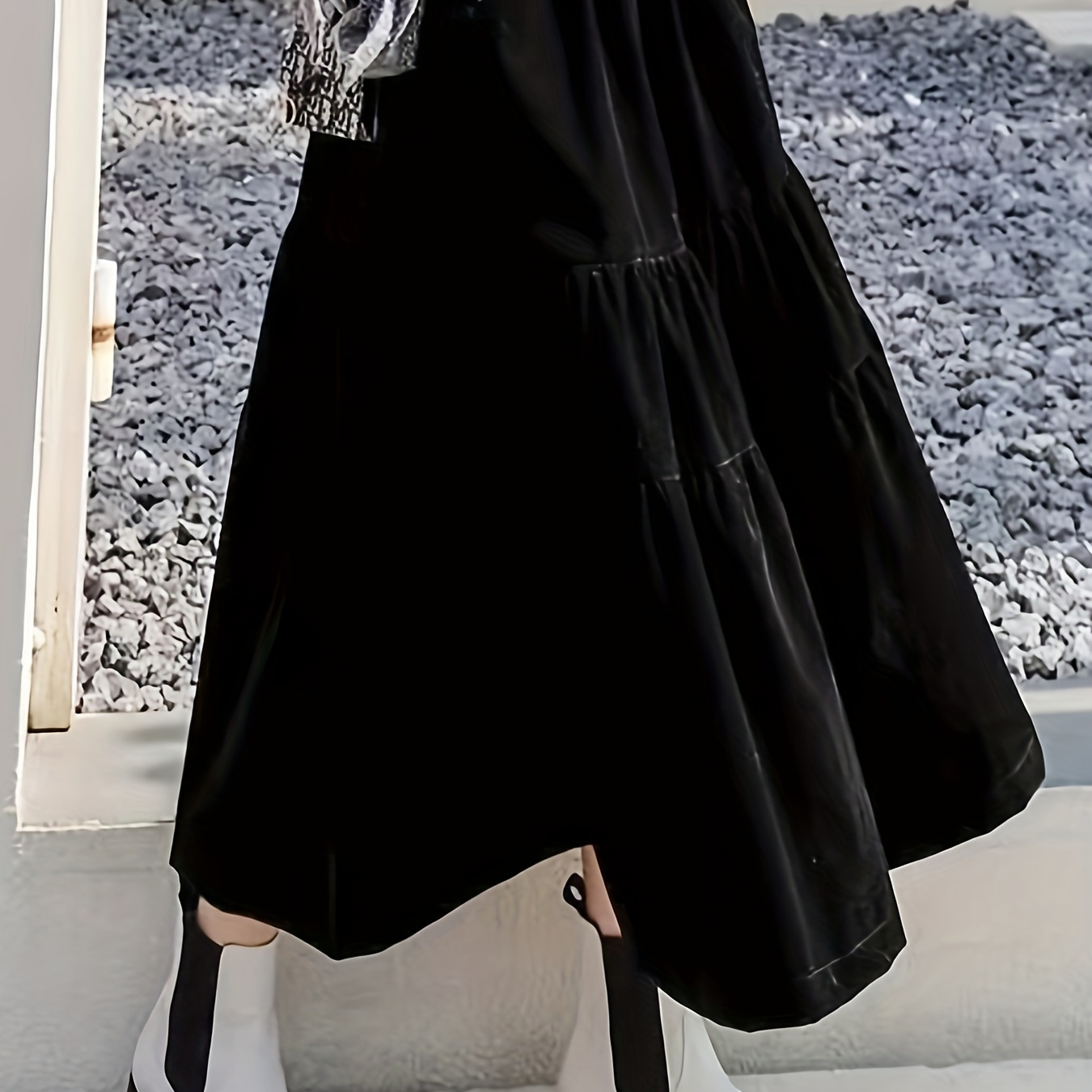 

Solid High Waist Skirt, Ruched Skirt, Women's Clothing