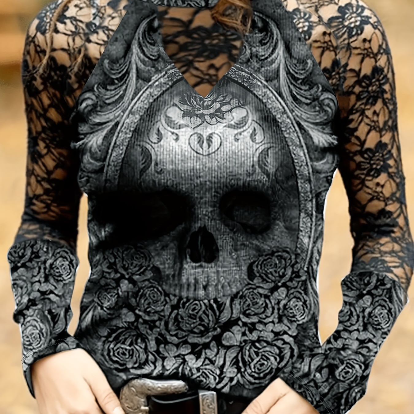 

Skull T-, Long Sleeve T- For & Fall, Women's Clothing