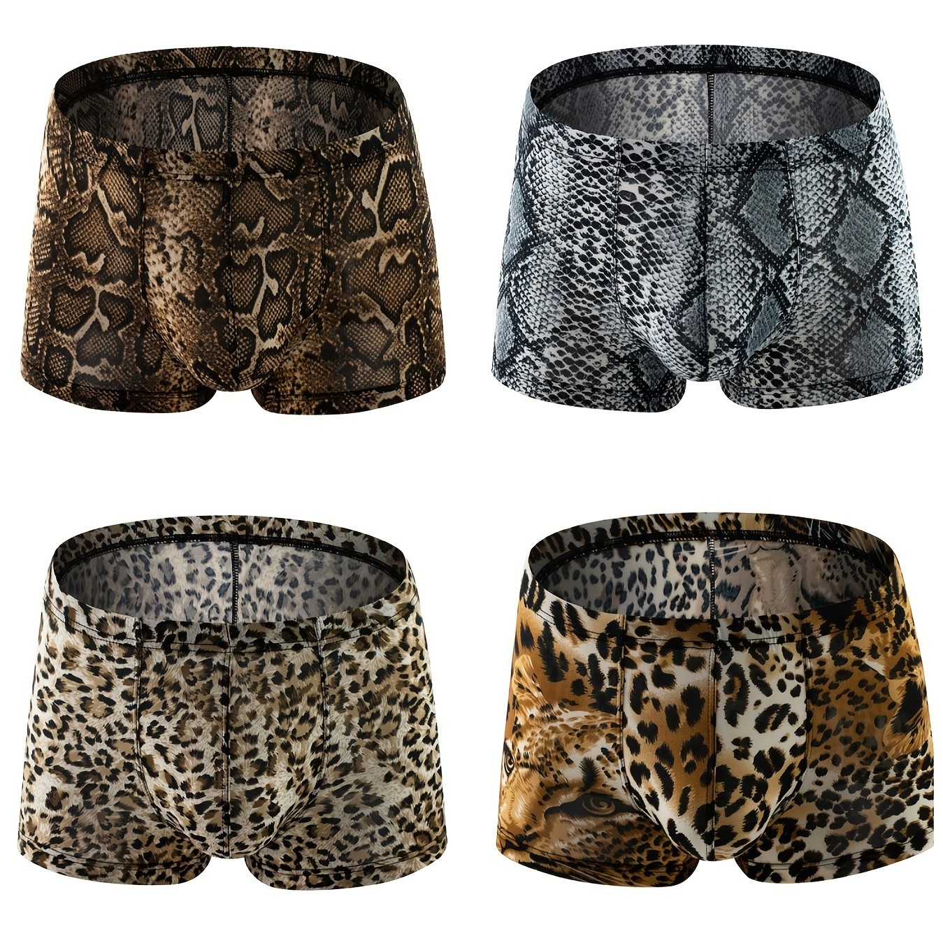 Men's Leopard Print Fashion Sexy Low Waist Briefs Breathable - Temu