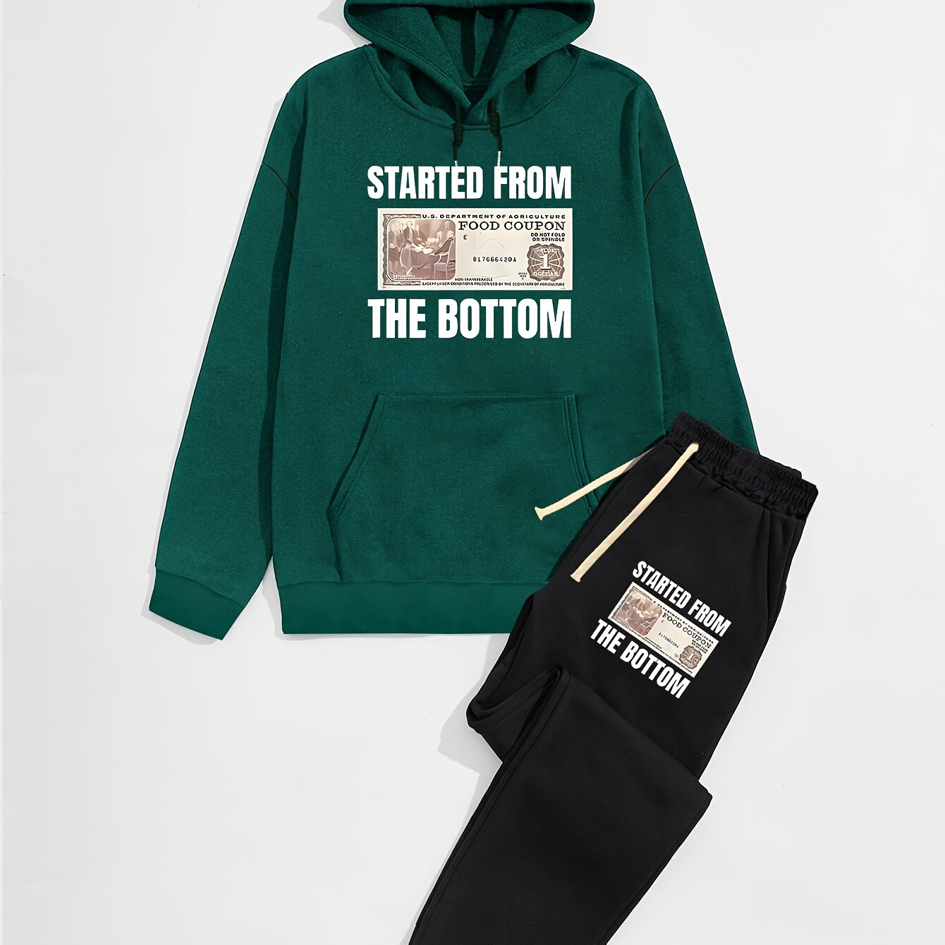 

Sweatsuit Set ' ' , Hooded Polyester Sweatshirt & Drawstring Pants, Slight , Fit And Sweatpants For , Fall, - 2 Set