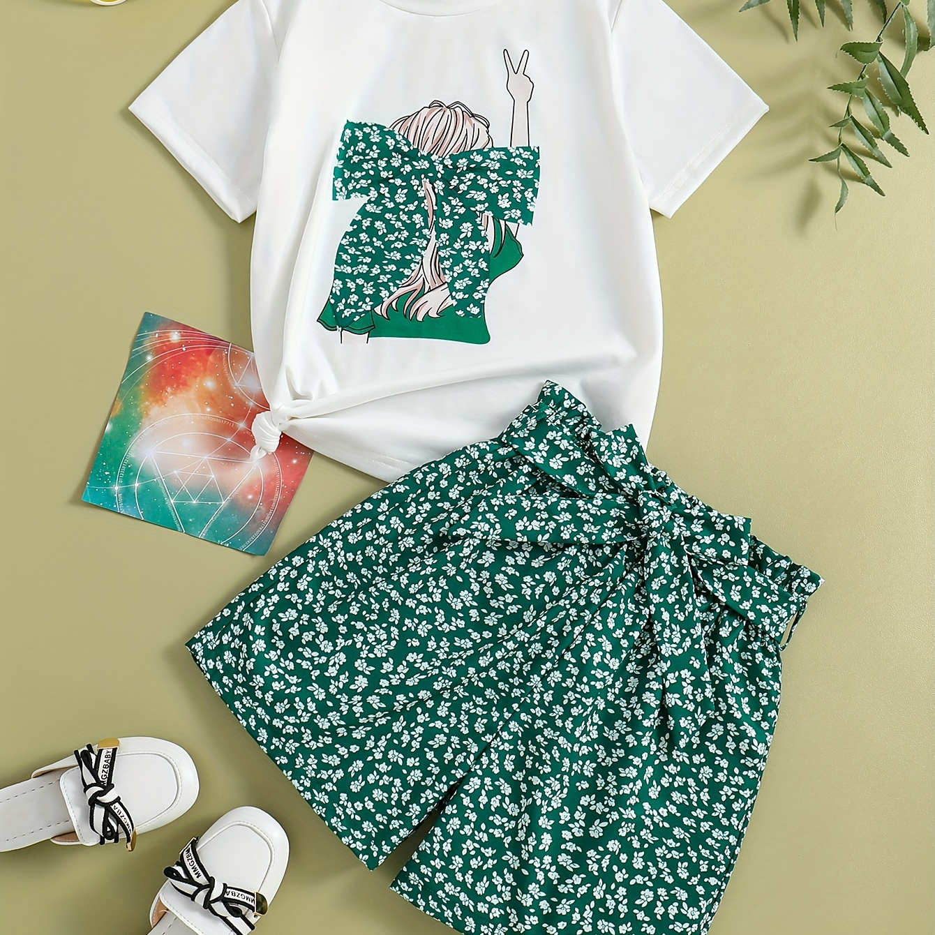 

's 2pcs Outfit T- Top + Belted Set Two- Summer Clothes