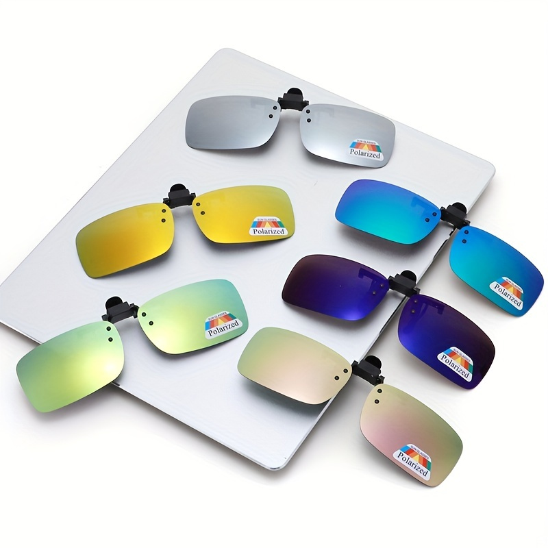 Polarized Gradient Clip On Sunglasses Rimless Flip Up Anti-Glare Driving Glasses For Women Men