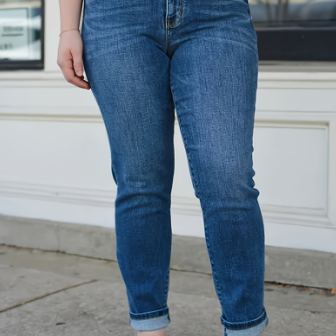 

High Quality Women's High Waist Slim Blue Color Jeans 95% Cotton